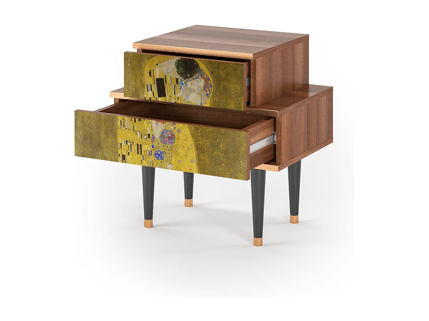 Table de nuit - 58х58х41 cm - NS1 - The Kiss by Klimt , Noyer