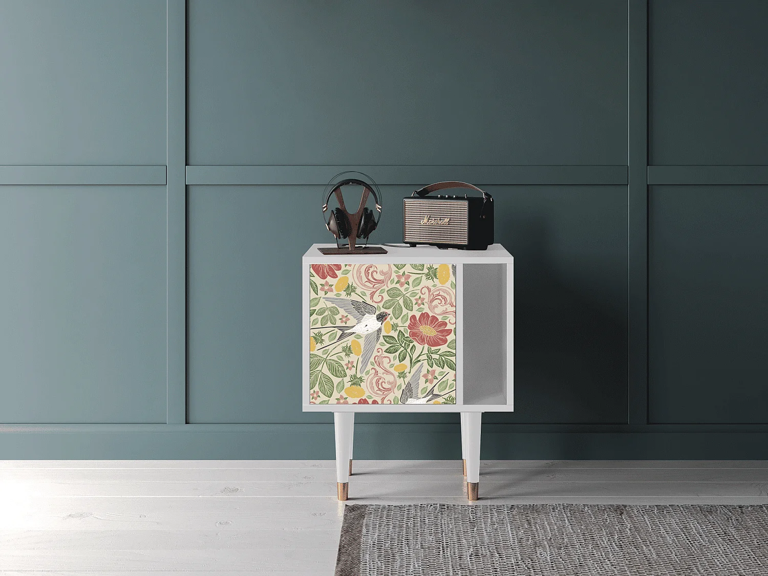 Mesita de noche - 57х69х48 cm - S2 - Spring Swallow, Blanco