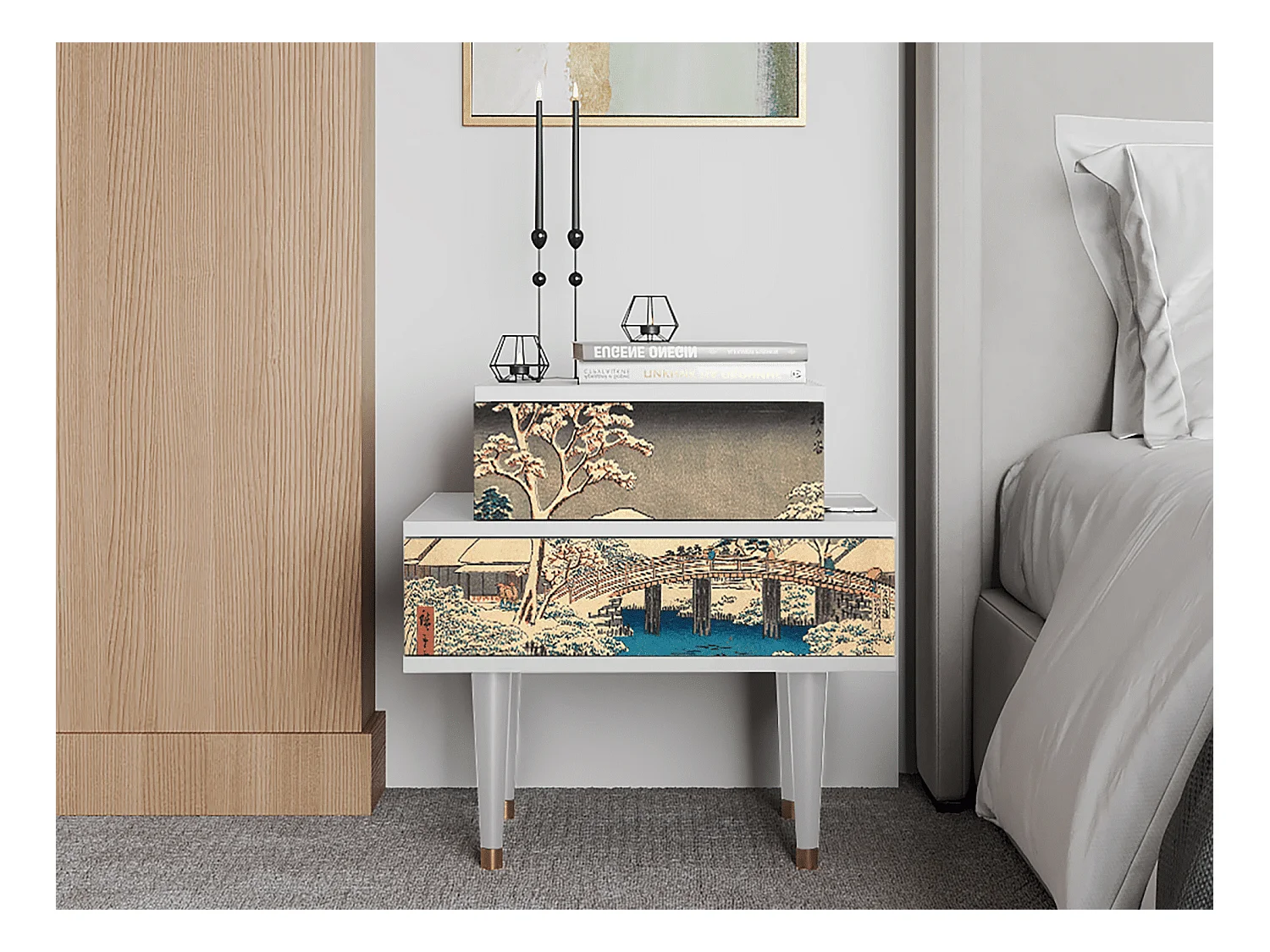 Table de nuit - 58х58х41 cm - NS1 - Katabira River, Blanc