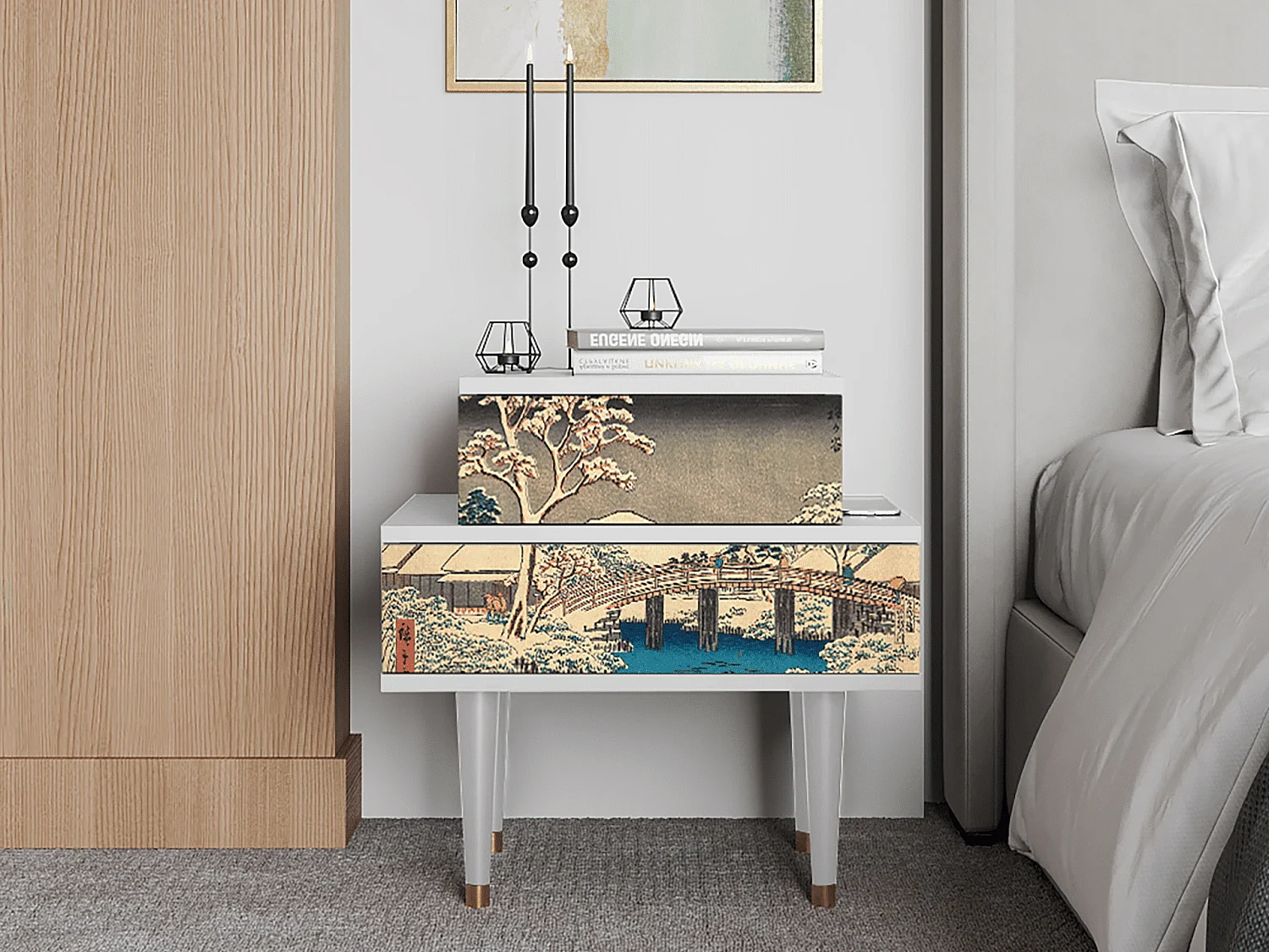 Table de nuit - 58х58х41 cm - NS1 - Katabira River, Blanc