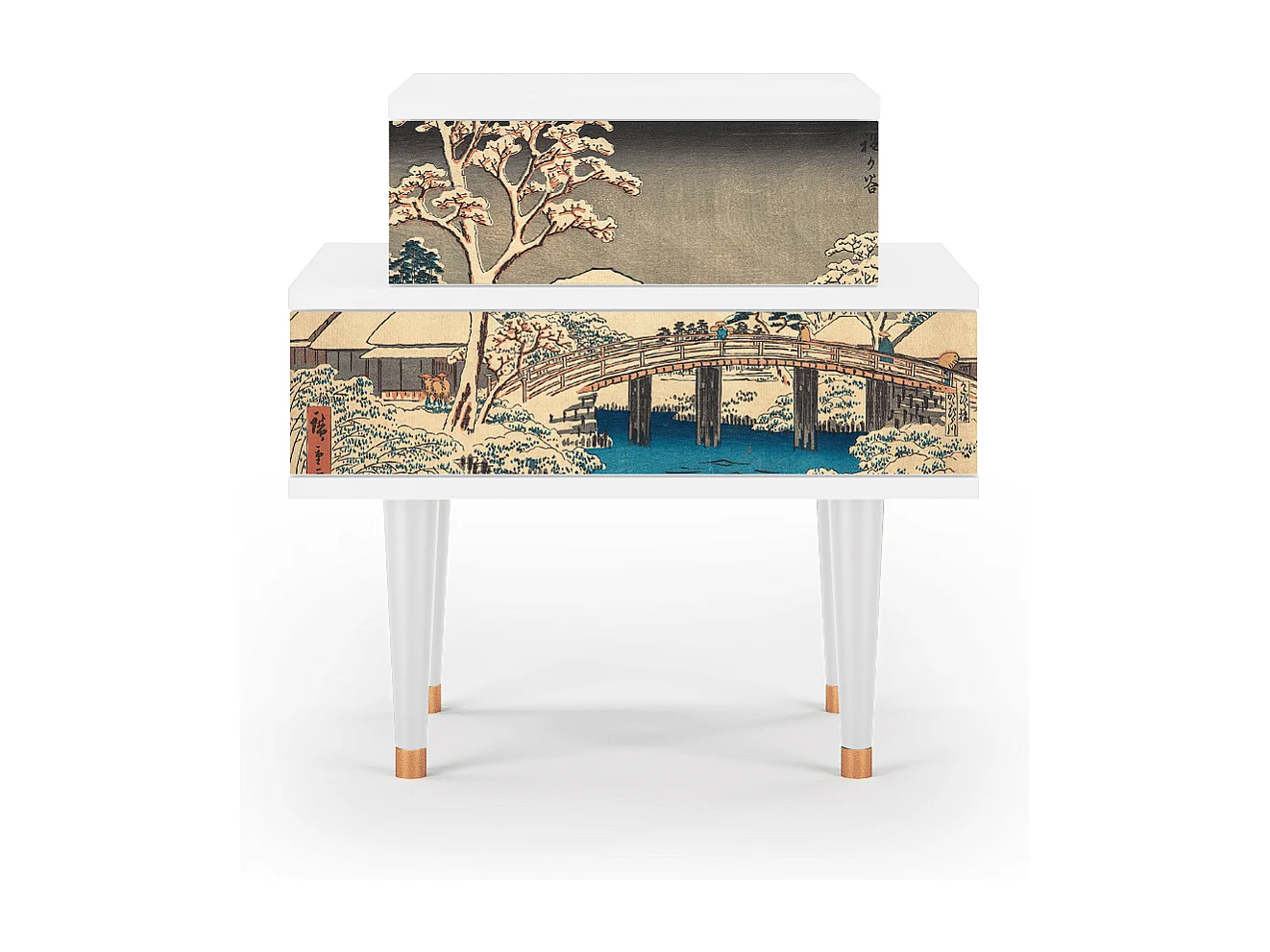 Table de nuit - 58х58х41 cm - NS1 - Katabira River, Blanc