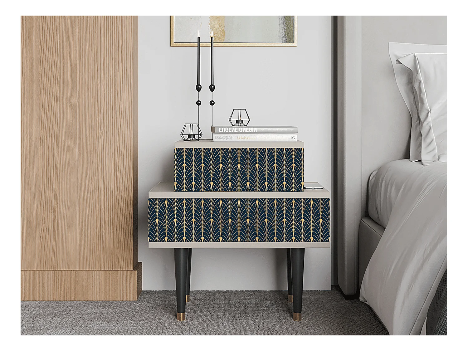 Table de nuit - 58х58х41 cm - NS1 - Flower of the Nile, Sable