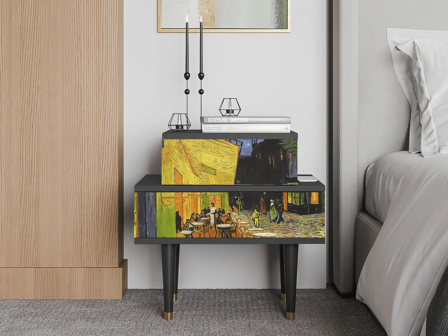 Nachttisch - 58х58х41 cm - NS1 - Café Terrace at Night, Anthrazit