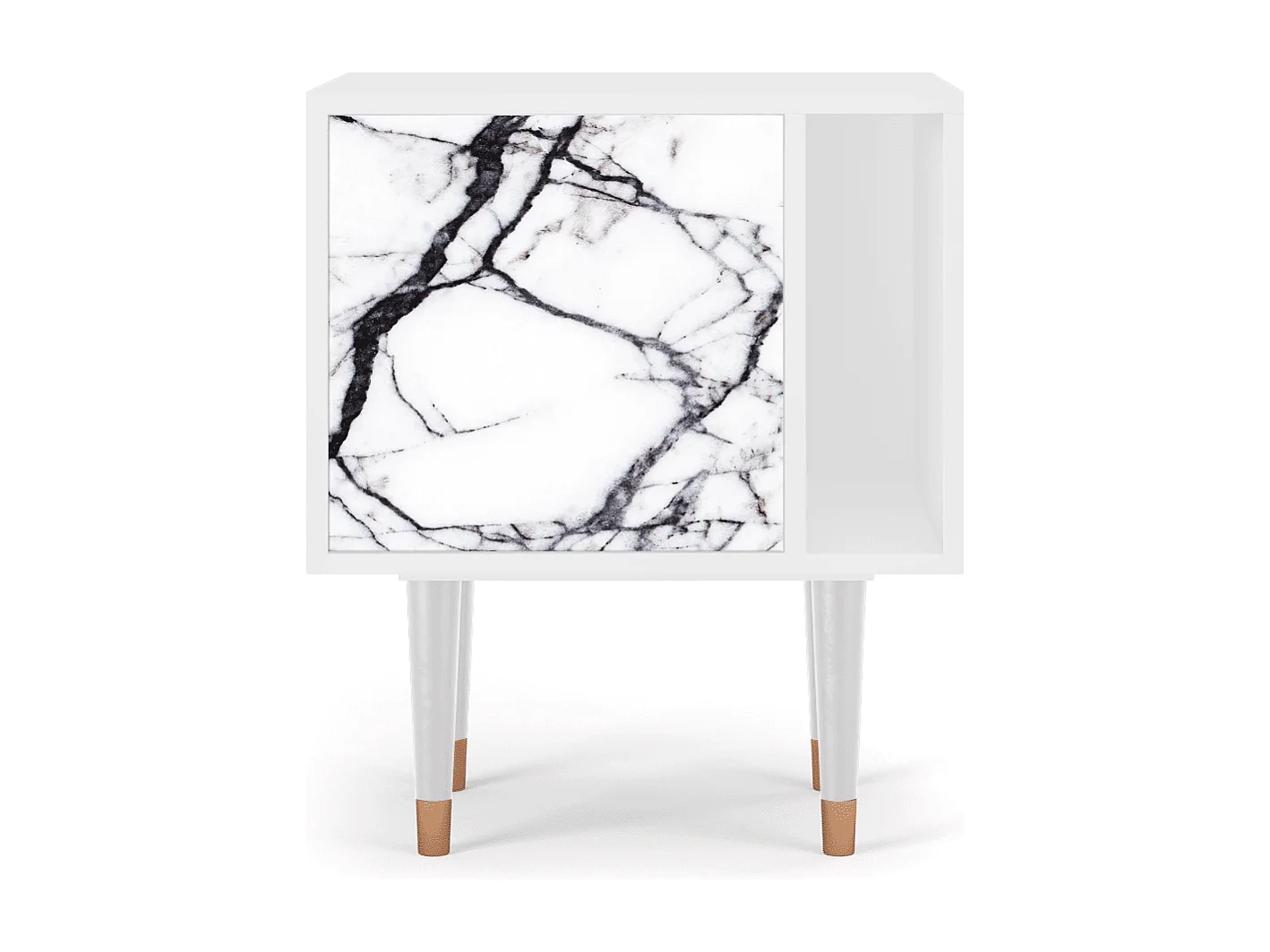 Table de nuit - 57х69х48 cm - S2 - Raven Marble, Blanc