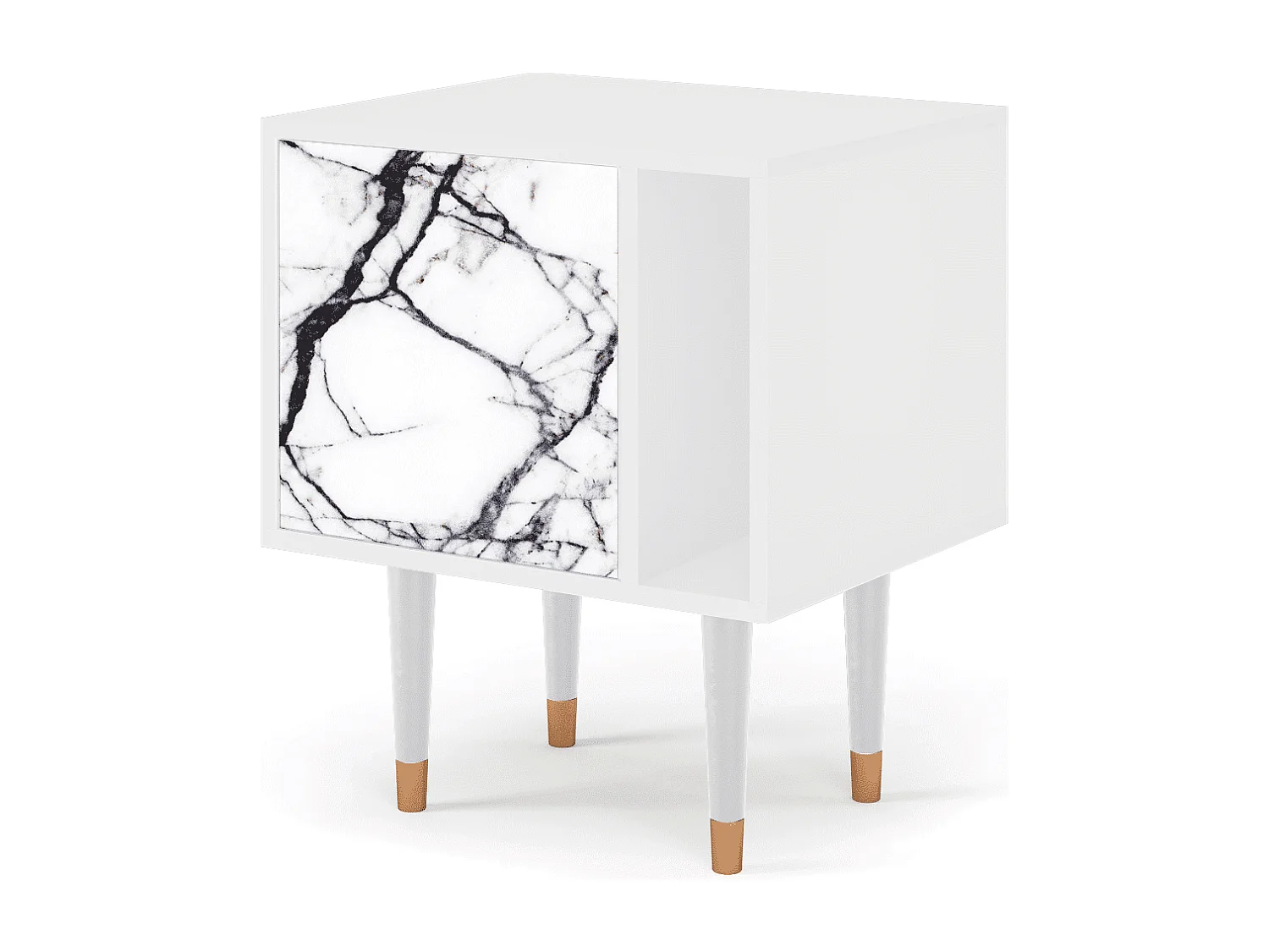 Table de nuit - 57х69х48 cm - S2 - Raven Marble, Blanc