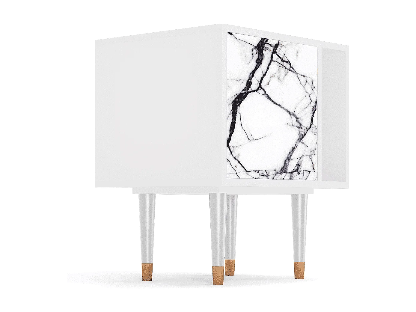 Table de nuit - 57х69х48 cm - S2 - Raven Marble, Blanc