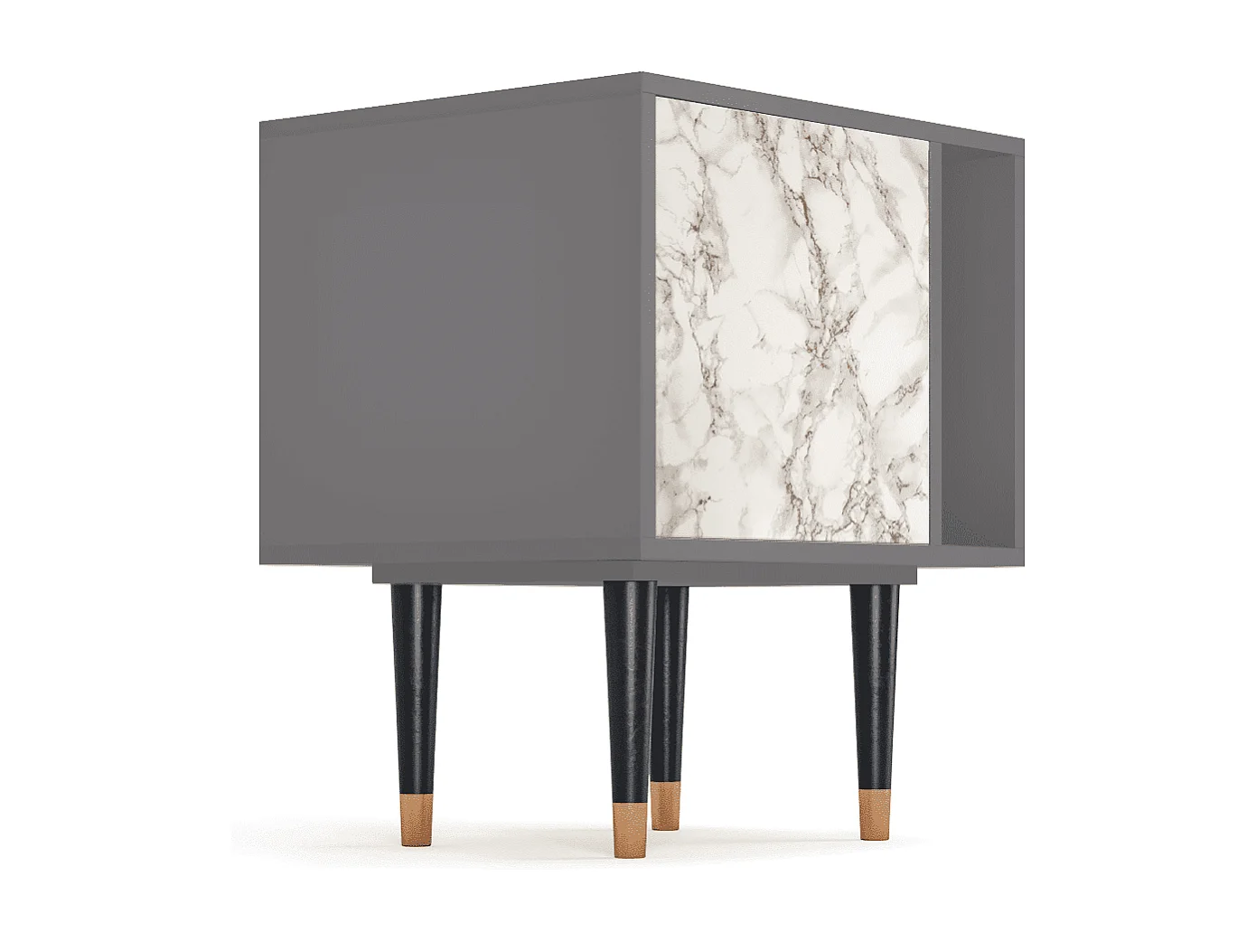 Stolik nocny - 57х69х48 cm - S2 - Milk Marble, Szary