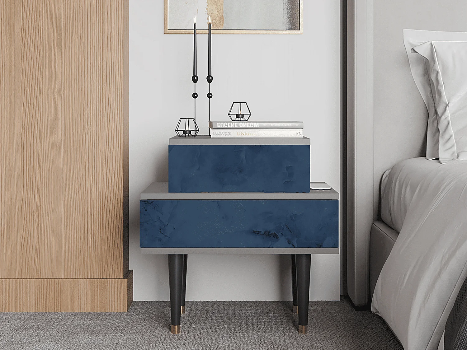 Comodino - 58х58х41 cm - NS1 - Endless Galaxi, Grigio