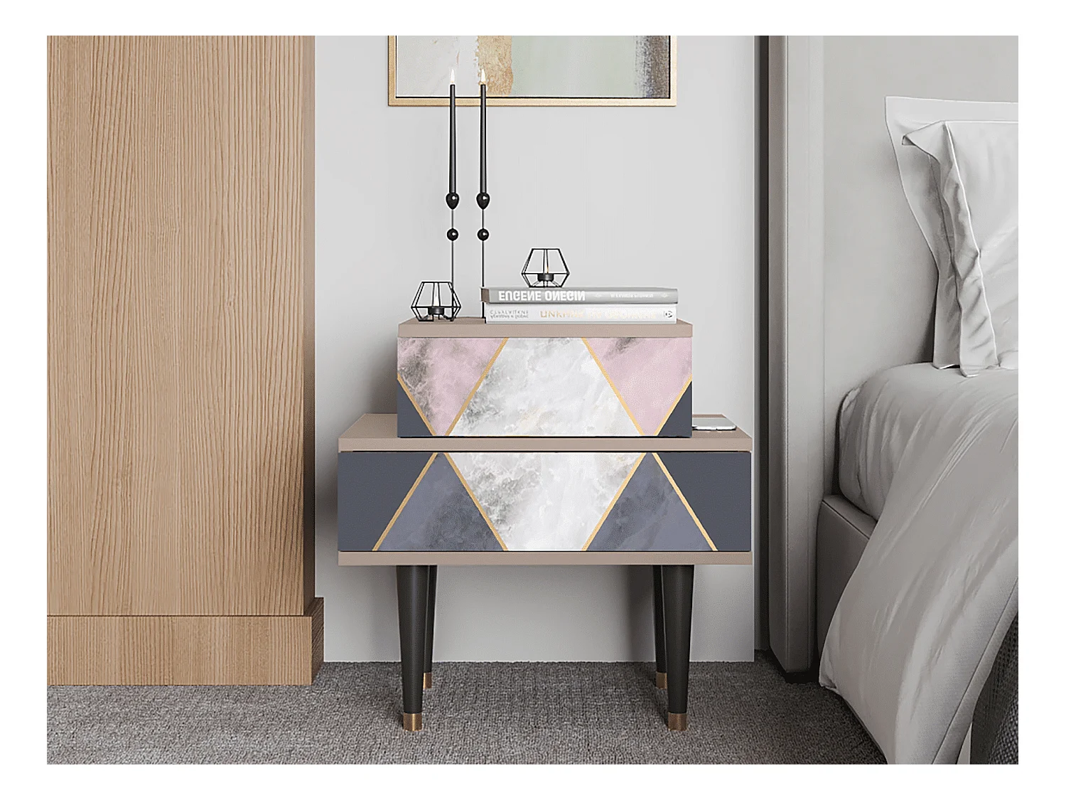 Table de nuit - 58х58х41 cm - NS1 - Ideal Harmony, Latte