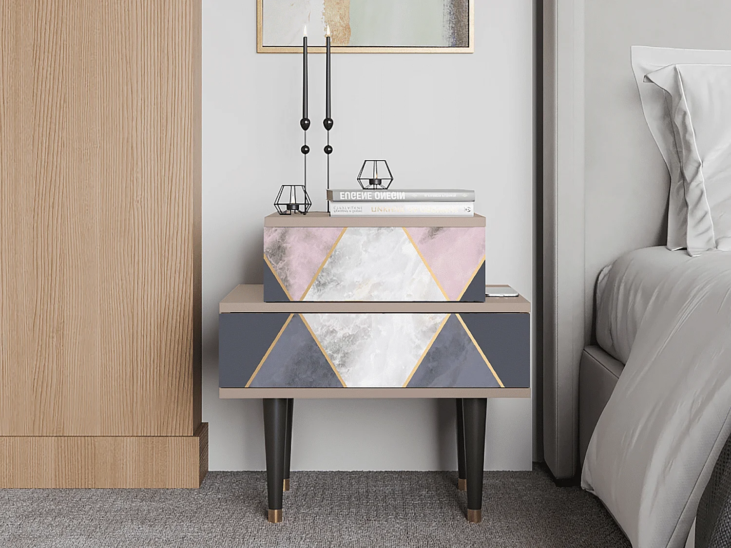 Table de nuit - 58х58х41 cm - NS1 - Ideal Harmony, Latte