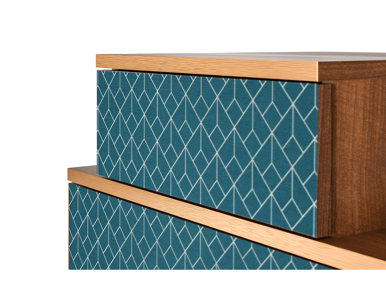 Stolik nocny - 58х58х41 cm - NS1 - Turquoise Geometry, Orzech