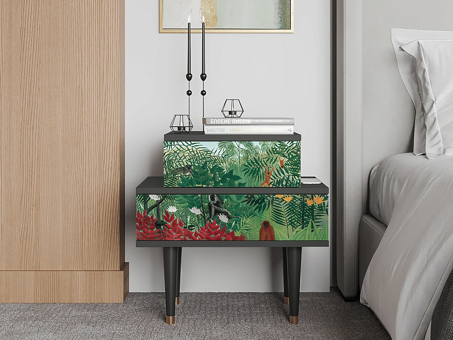 Table de nuit - 58х58х41 cm - NS1 - Jungles in Paris, Anthracite