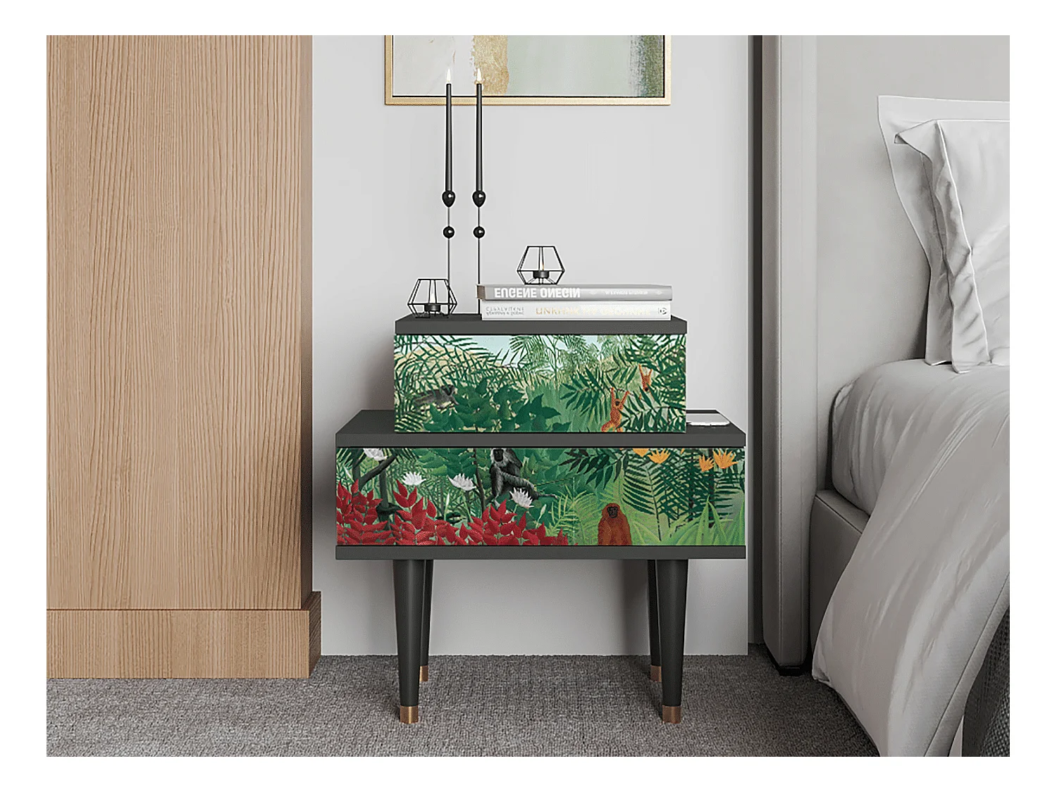 Table de nuit - 58х58х41 cm - NS1 - Jungles in Paris, Anthracite