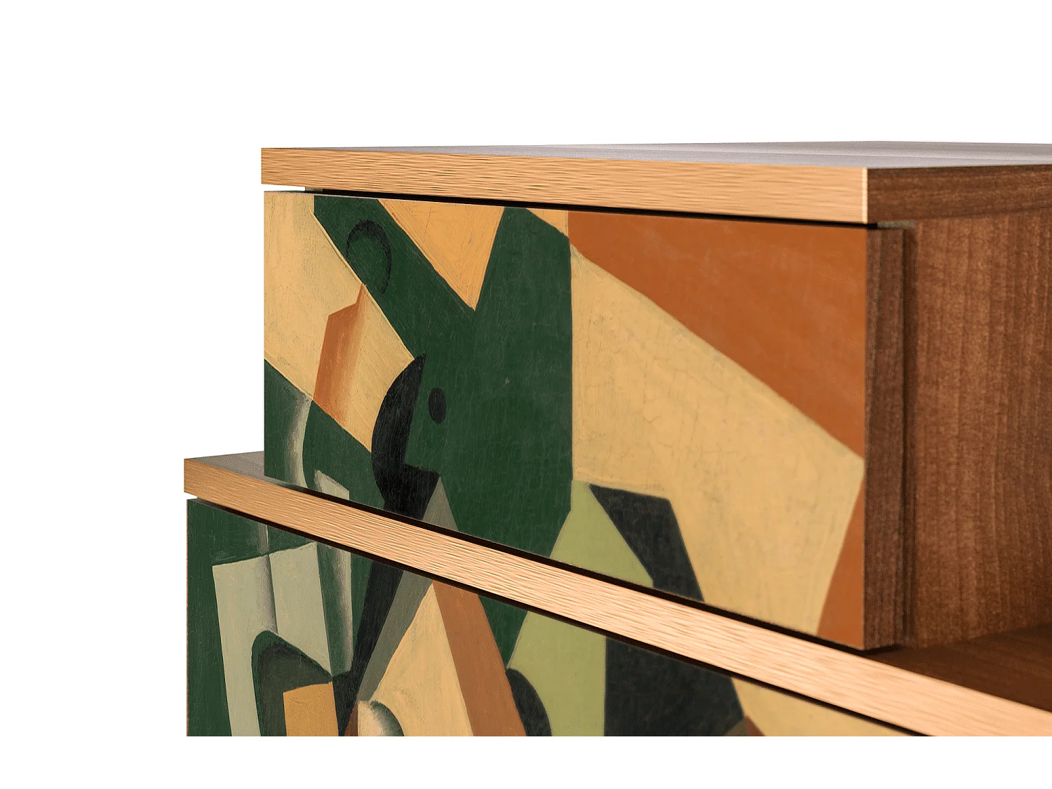 Nachtkastje - 58х58х41 cm - NS1 - Glass and Checkerboard, Walnoot