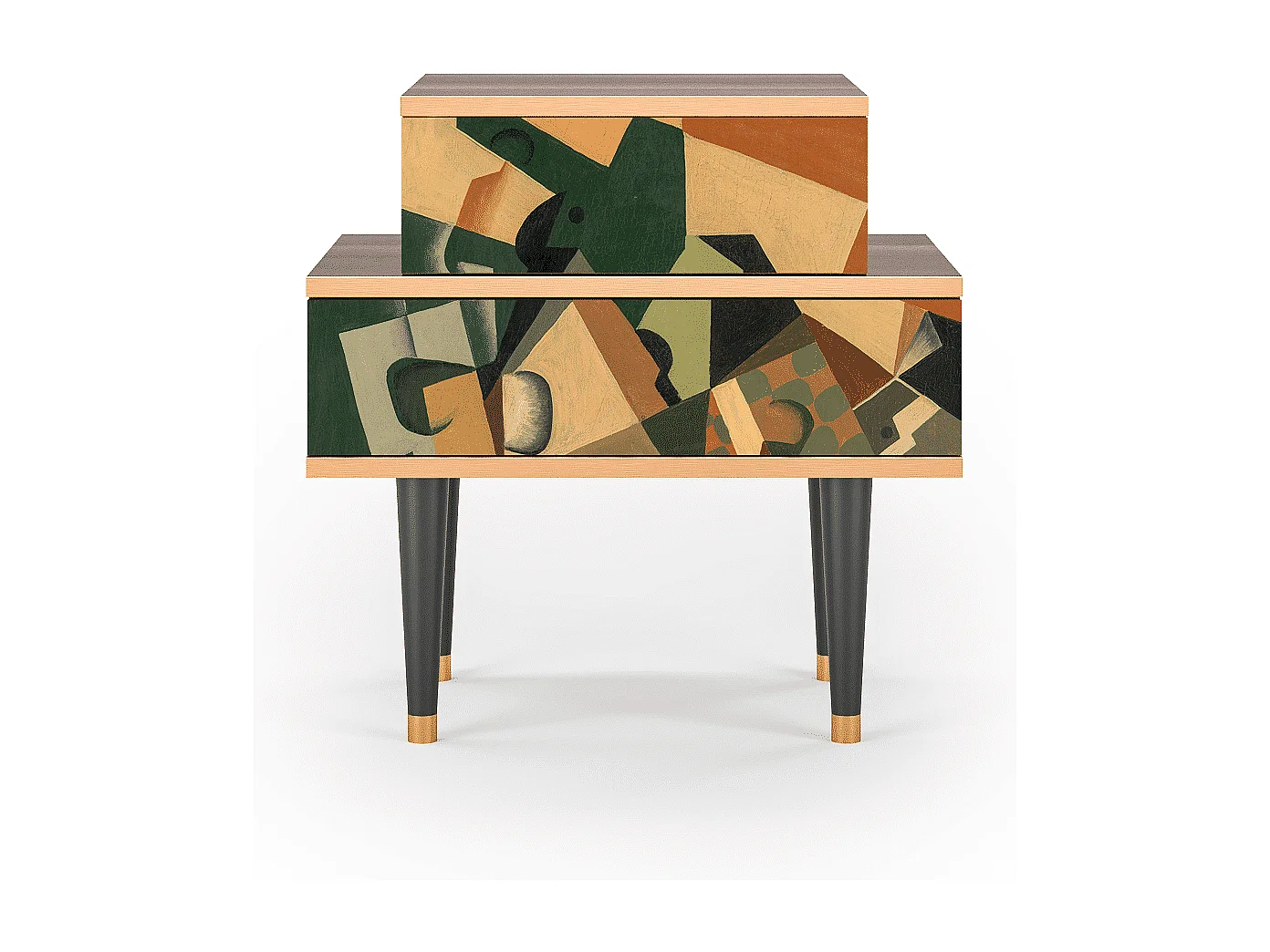 Nachttisch - 58х58х41 cm - NS1 - Glass and Checkerboard, Walnuss