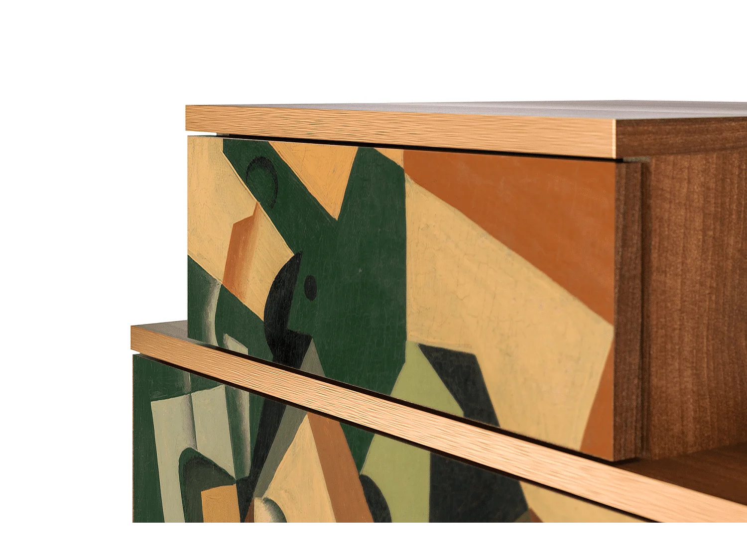 Table de nuit - 58х58х41 cm - NS1 - Glass and Checkerboard, Noyer