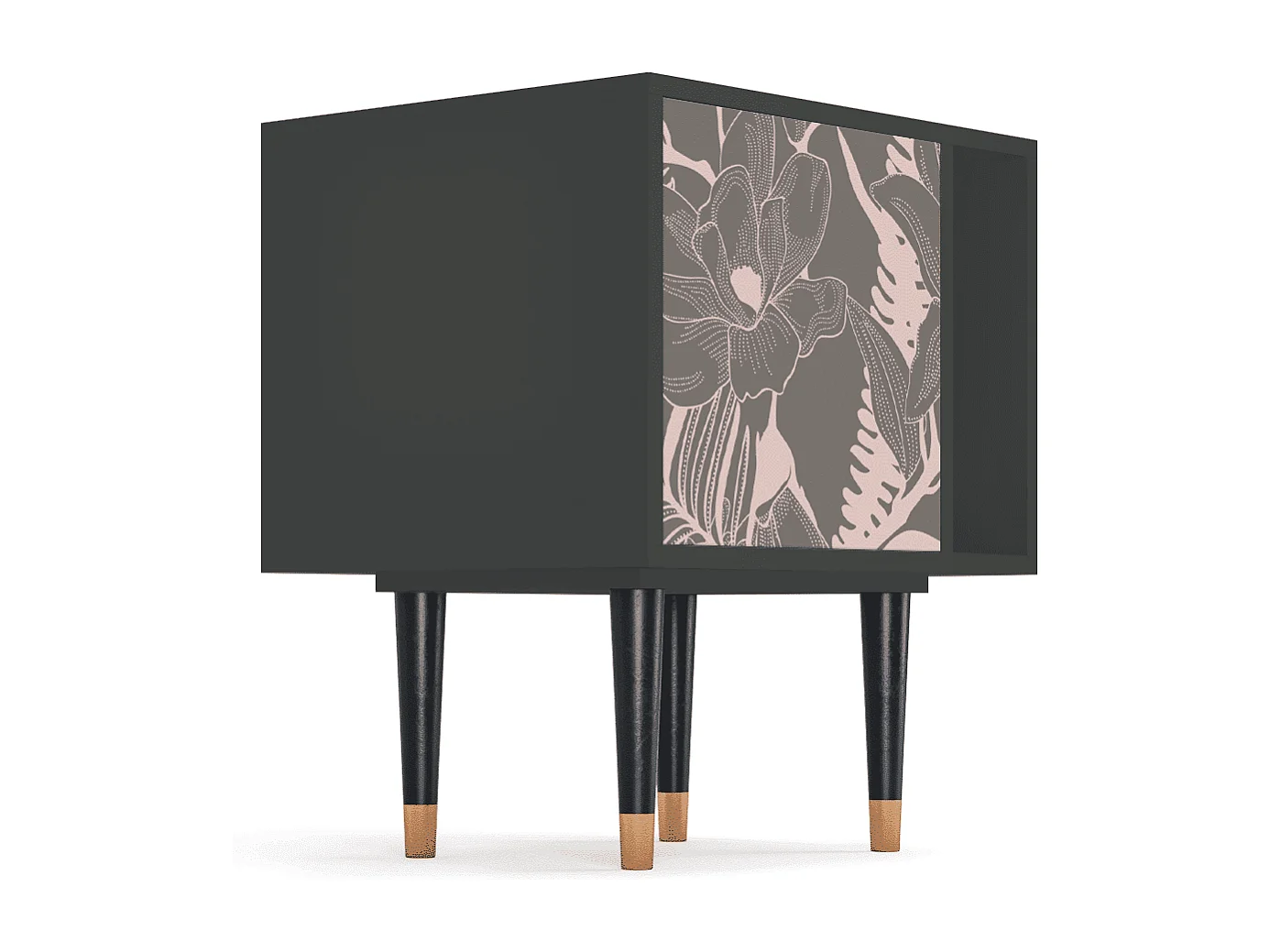 Stolik nocny - 57х69х48 cm - S2 - Issabelline Flower, Antracyt