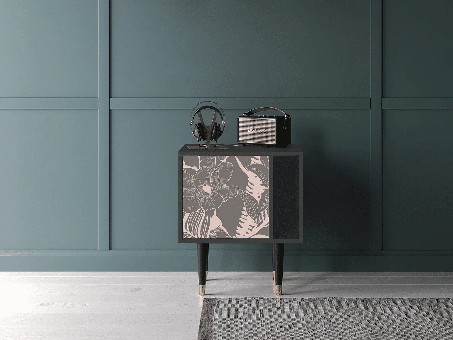 Table de nuit - 57х69х48 cm - S2 - Issabelline Flower, Anthracite