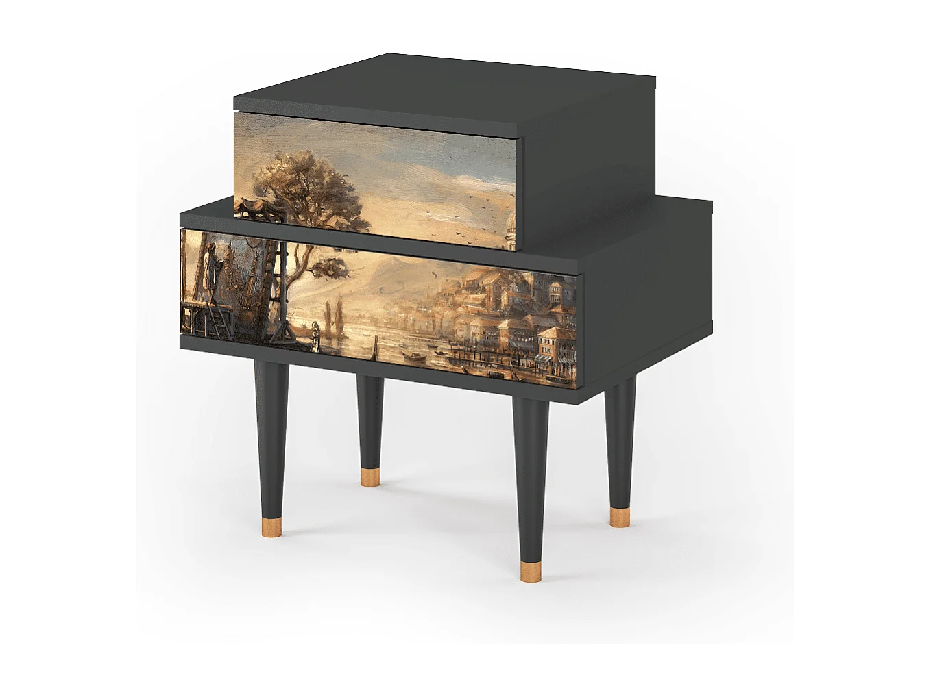 Stolik nocny - 58х58х41 cm - NS1 - Venice, Antracyt