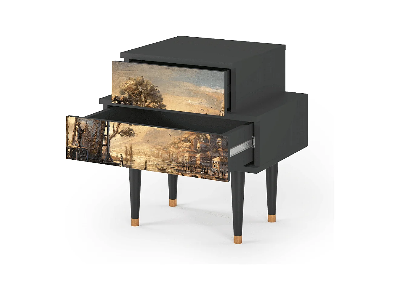 Stolik nocny - 58х58х41 cm - NS1 - Venice, Antracyt