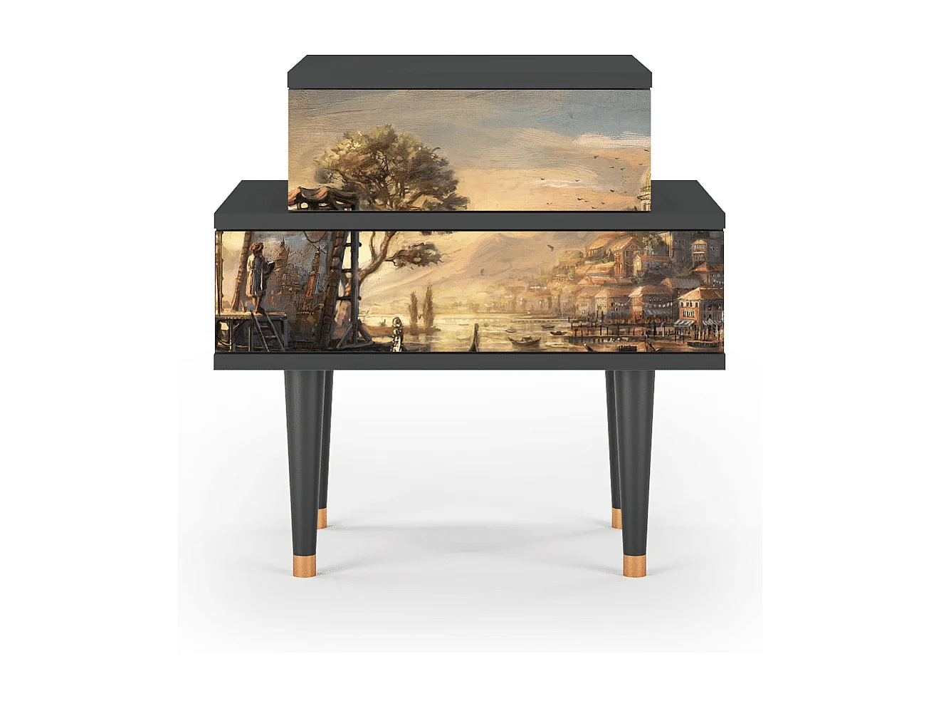 Stolik nocny - 58х58х41 cm - NS1 - Venice, Antracyt