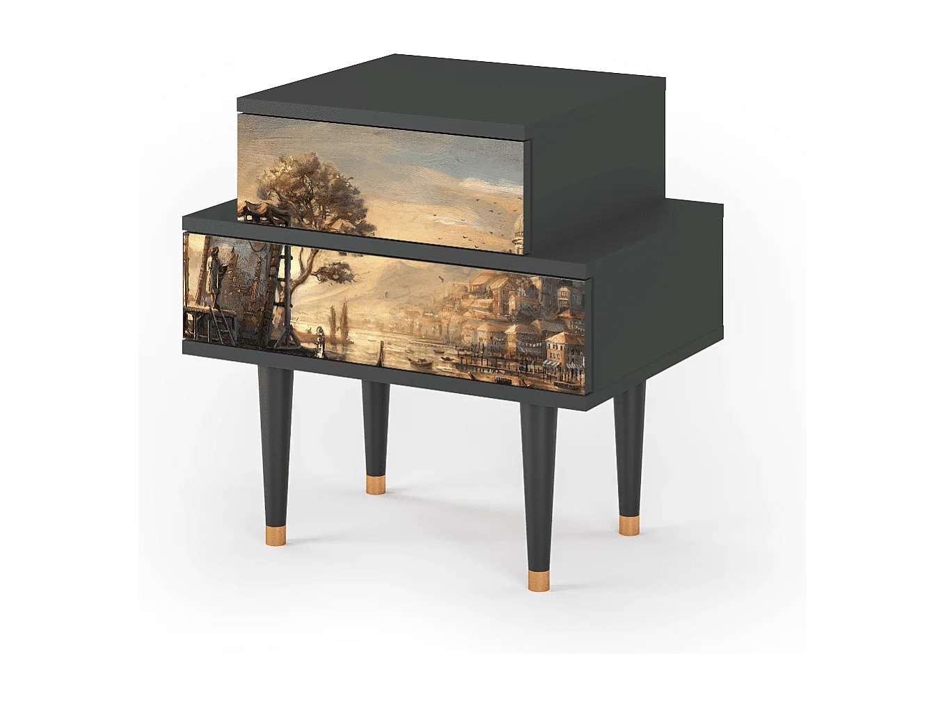 Stolik nocny - 58х58х41 cm - NS1 - Venice, Antracyt