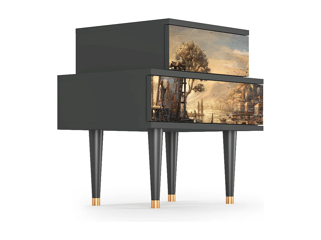 Stolik nocny - 58х58х41 cm - NS1 - Venice, Antracyt