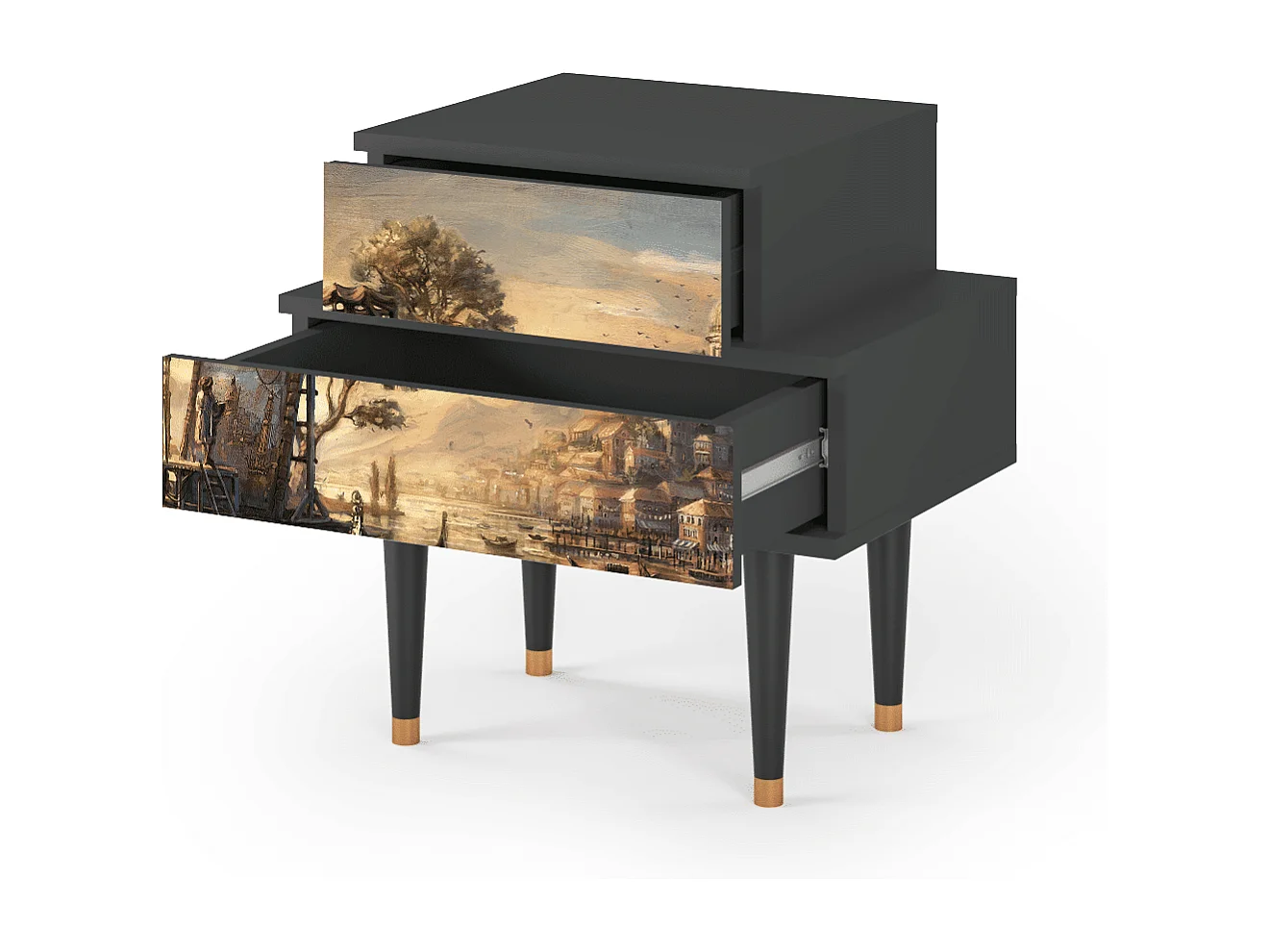 Stolik nocny - 58х58х41 cm - NS1 - Venice, Antracyt