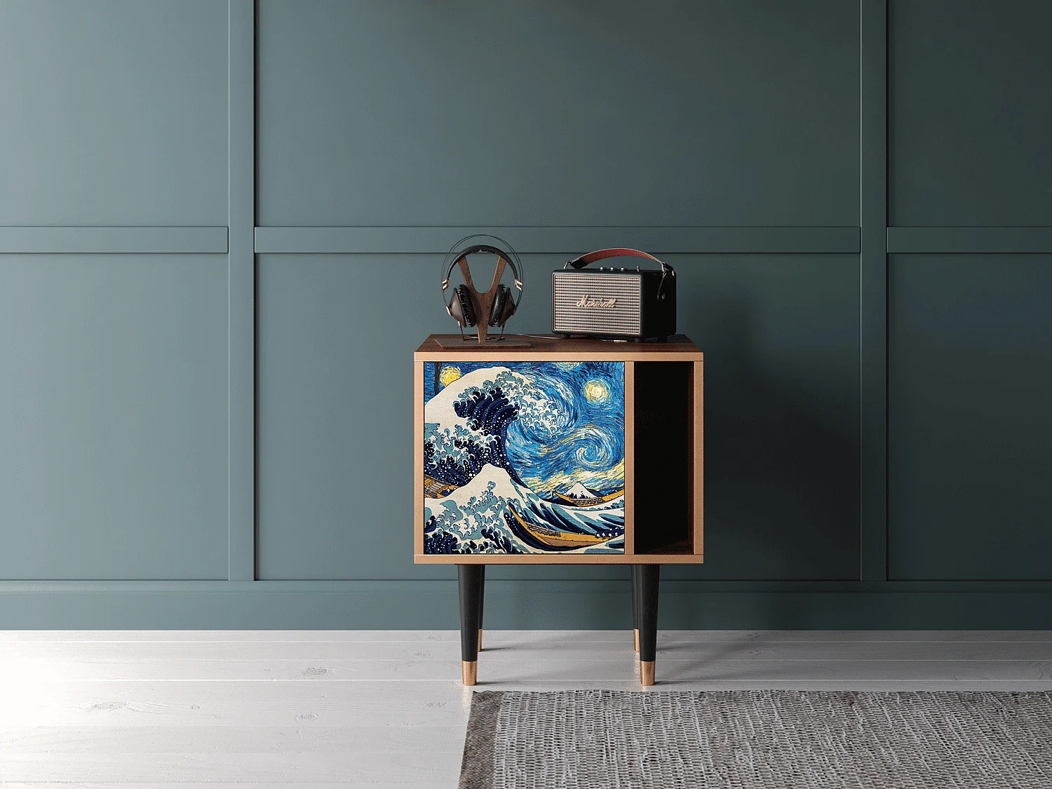 Stolik nocny - 57х69х48 cm - S2 - Great Wave, Orzech