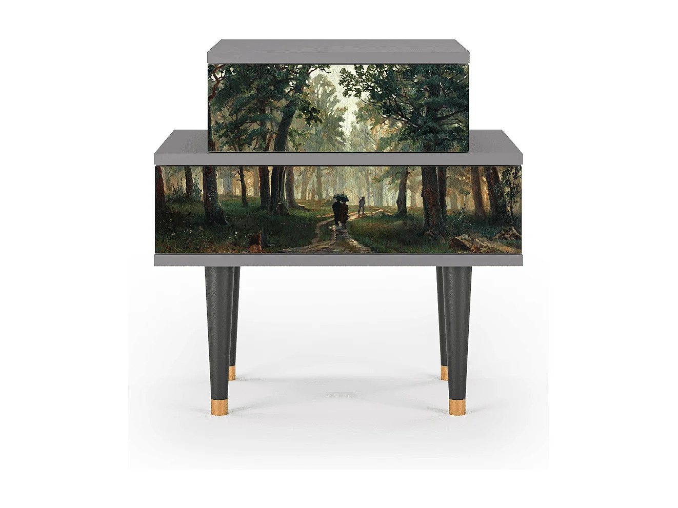 Table de nuit - 58х58х41 cm - NS1 -  Rain in the Oak Forest, Gris