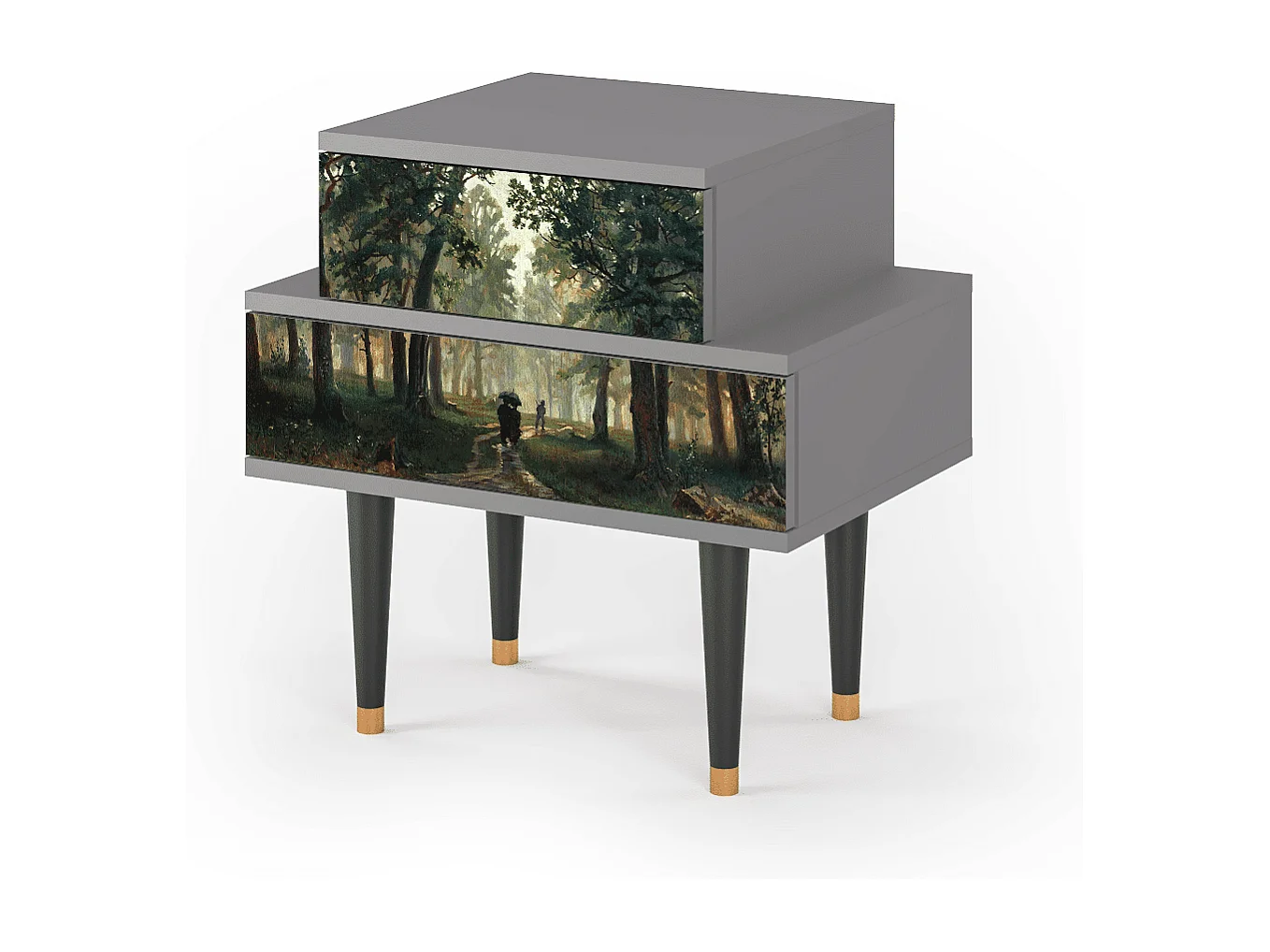 Table de nuit - 58х58х41 cm - NS1 -  Rain in the Oak Forest, Gris