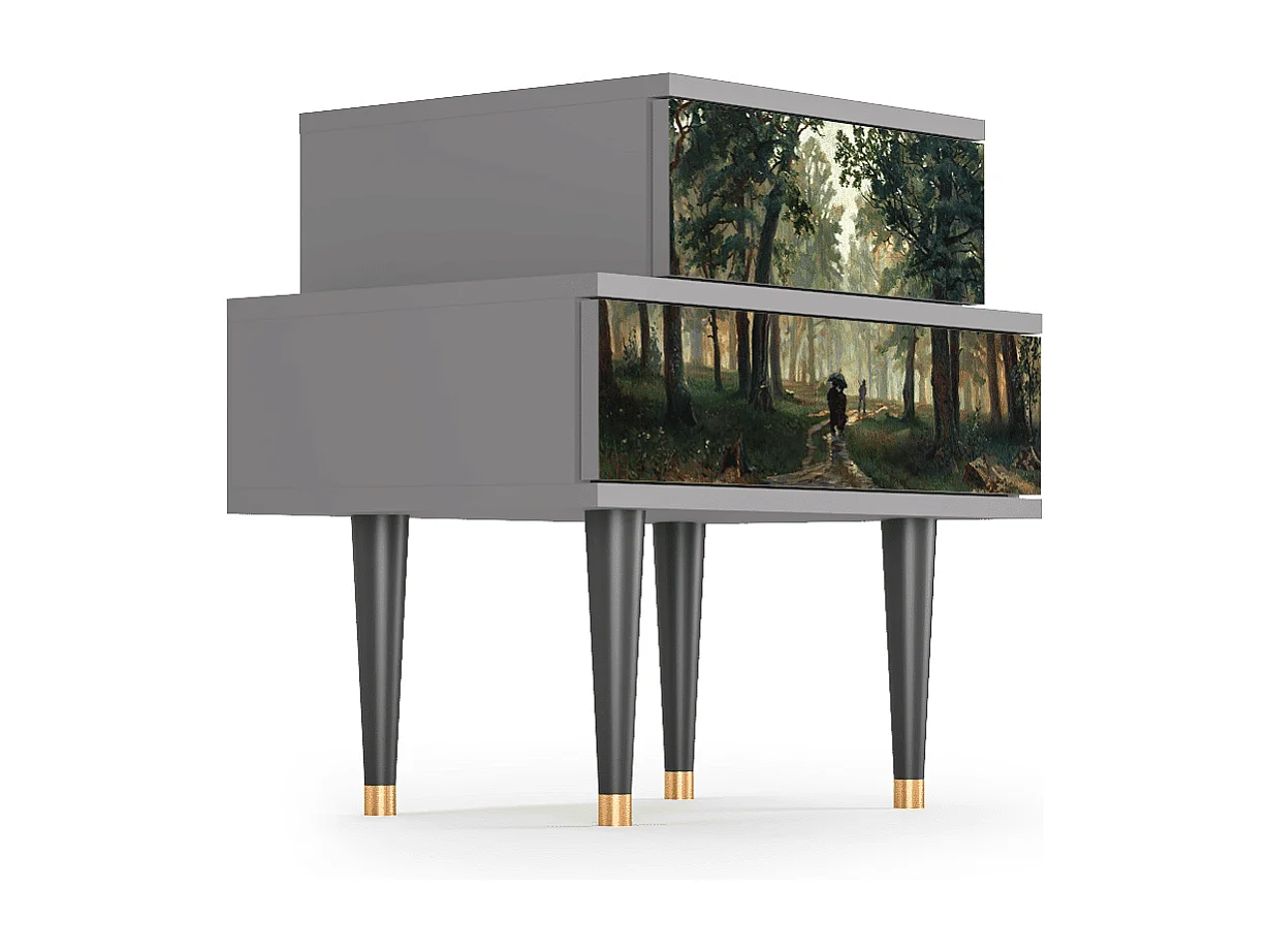 Table de nuit - 58х58х41 cm - NS1 -  Rain in the Oak Forest, Gris