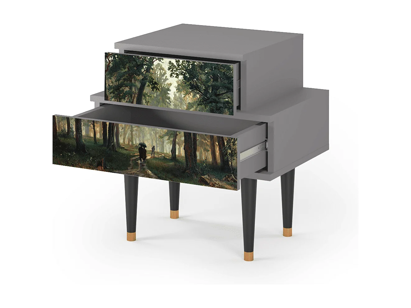 Stolik nocny - 58х58х41 cm - NS1 -  Rain in the Oak Forest, Szary