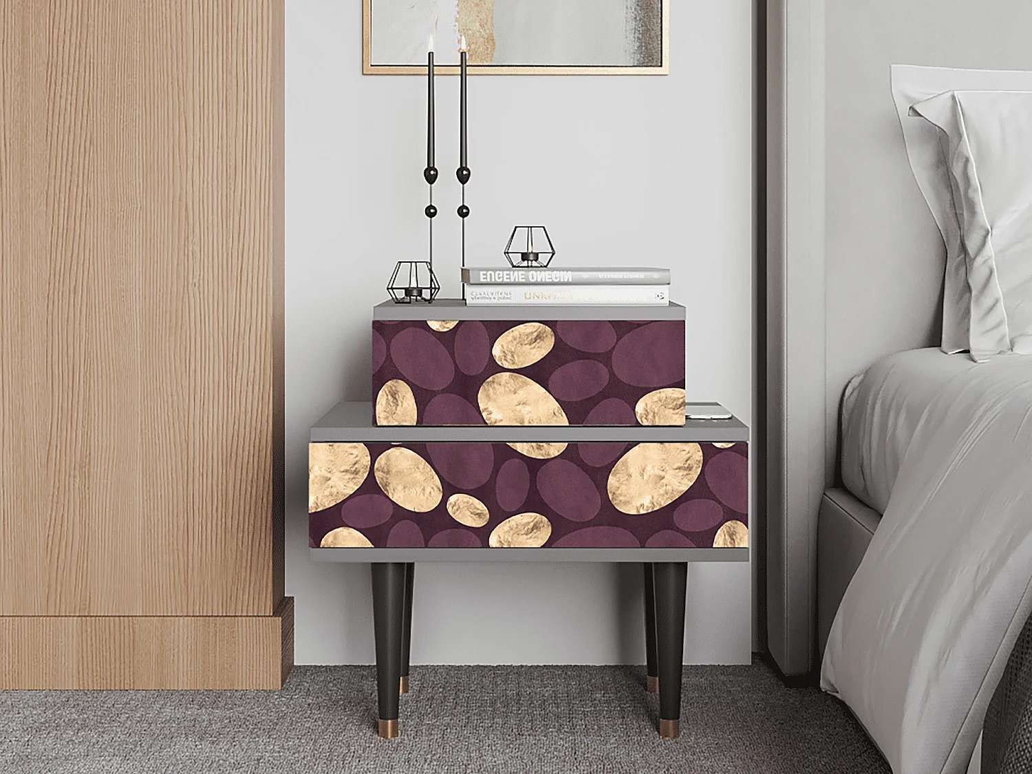 Table de nuit - 58х58х41 cm - NS1 - Fine Wine, Gris