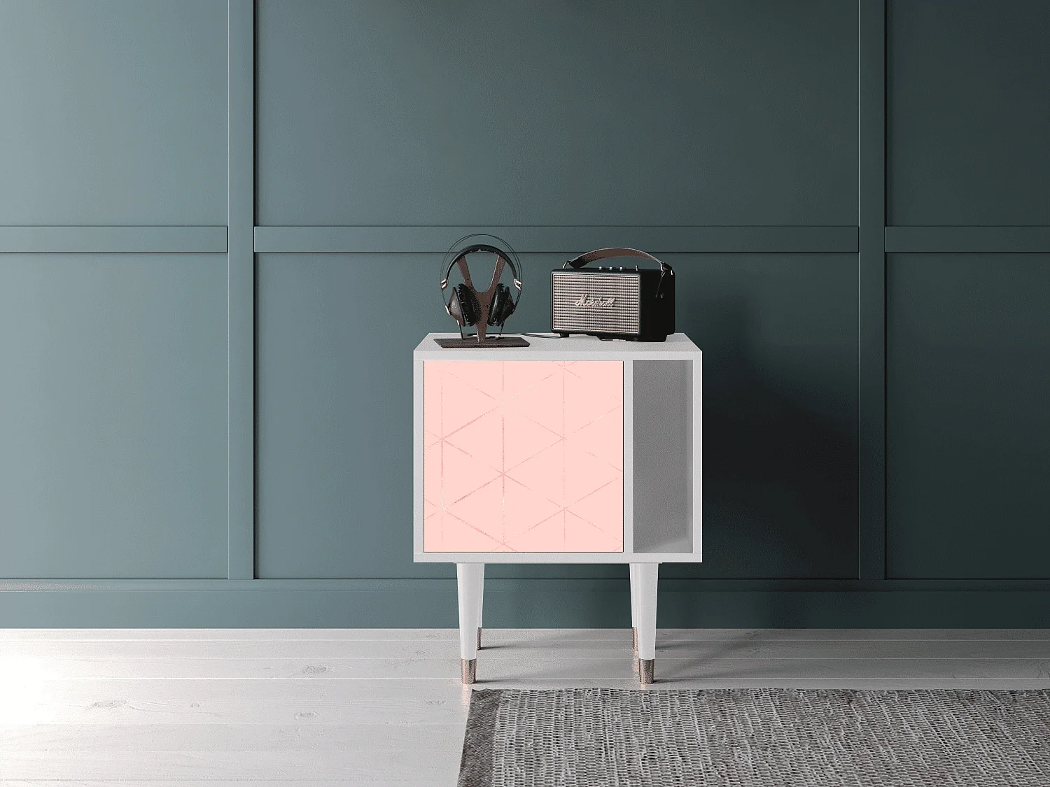 Mesita de noche - 57х69х48 cm - S2 - Rose Quartz, Blanco