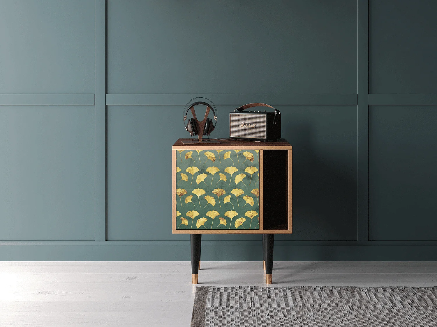 Stolik nocny - 57х69х48 cm - S2 - Gingko leaves, Orzech