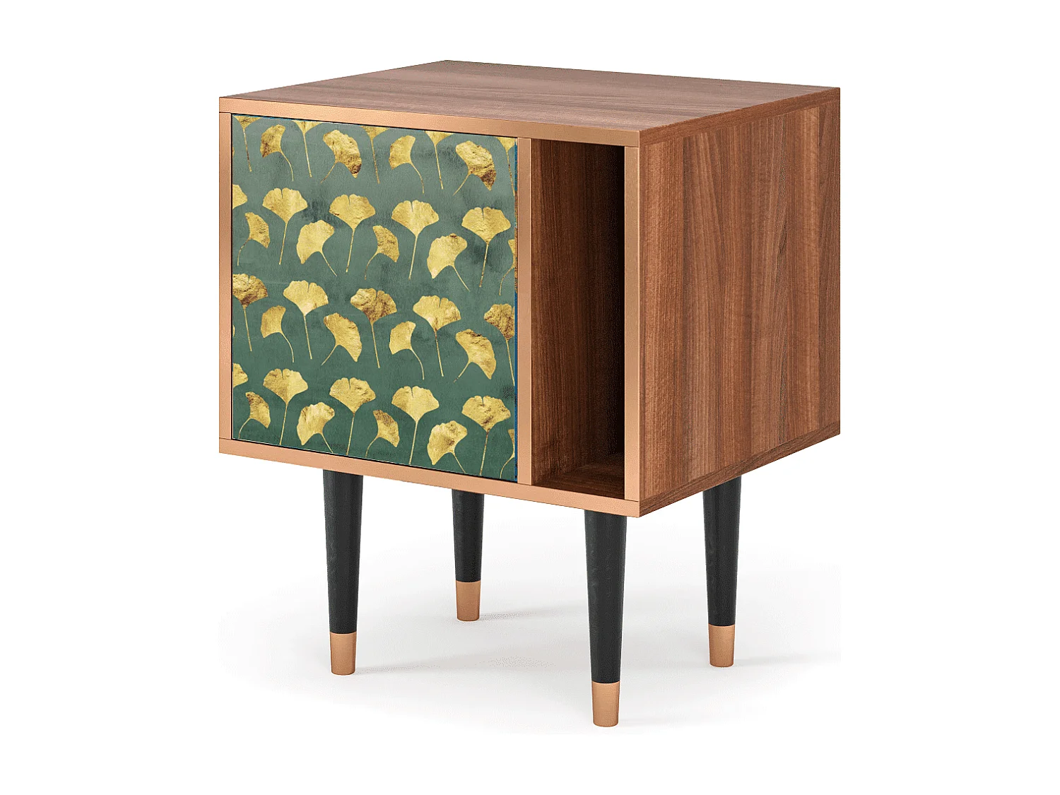 Stolik nocny - 57х69х48 cm - S2 - Gingko leaves, Orzech