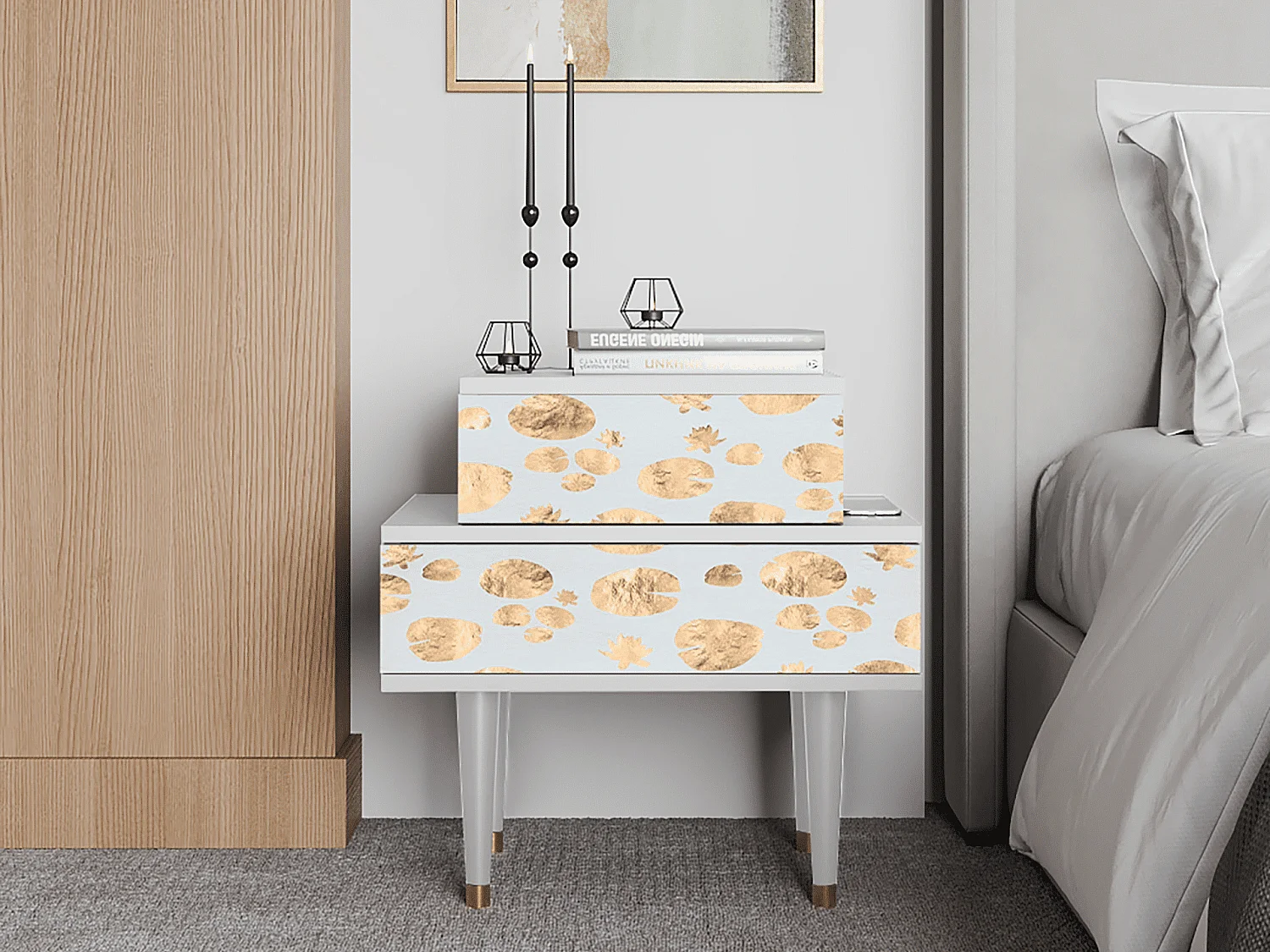 Table de nuit - 58х58х41 cm - NS1 - Blue Giraffe, Blanc