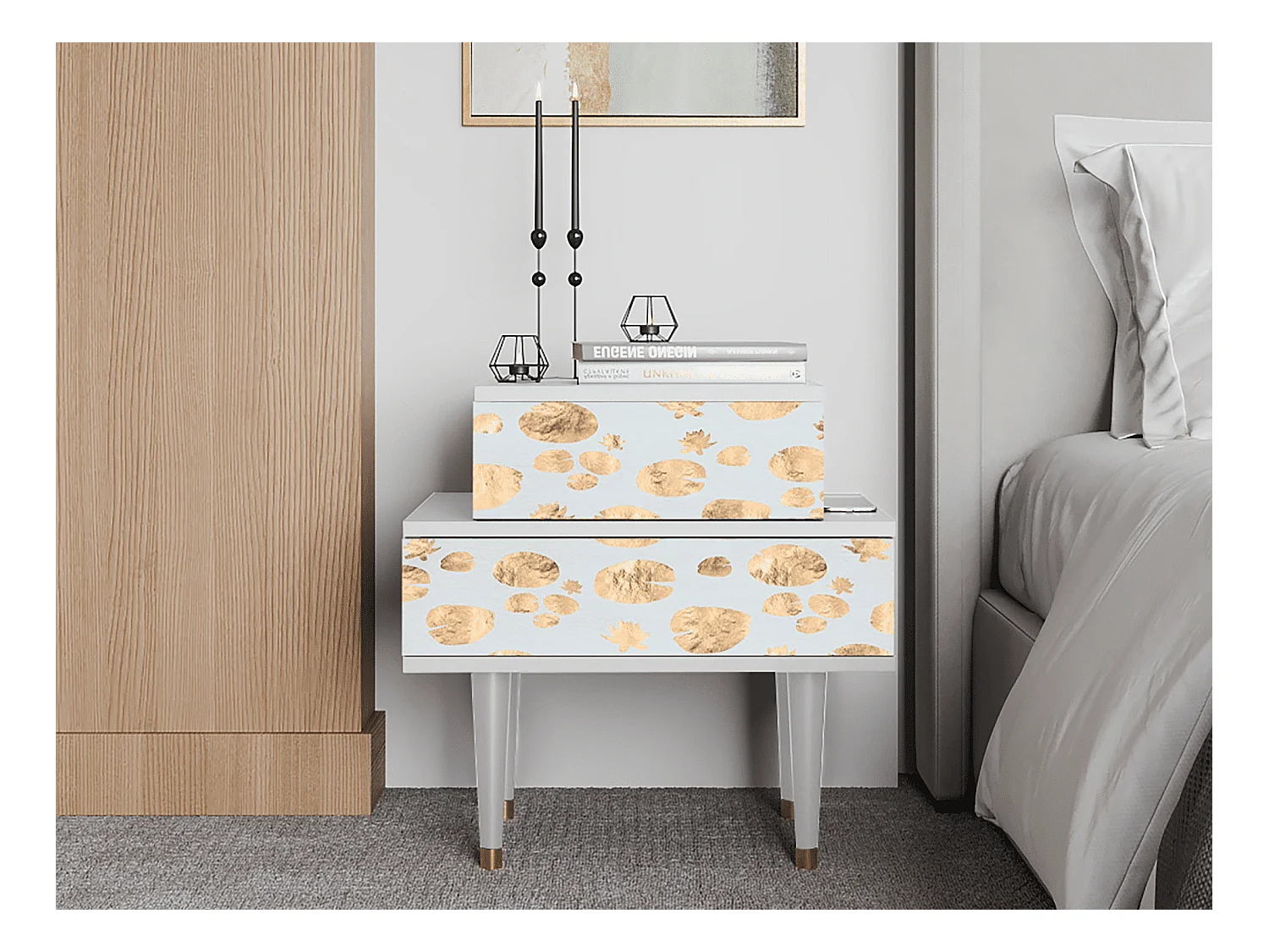 Table de nuit - 58х58х41 cm - NS1 - Blue Giraffe, Blanc