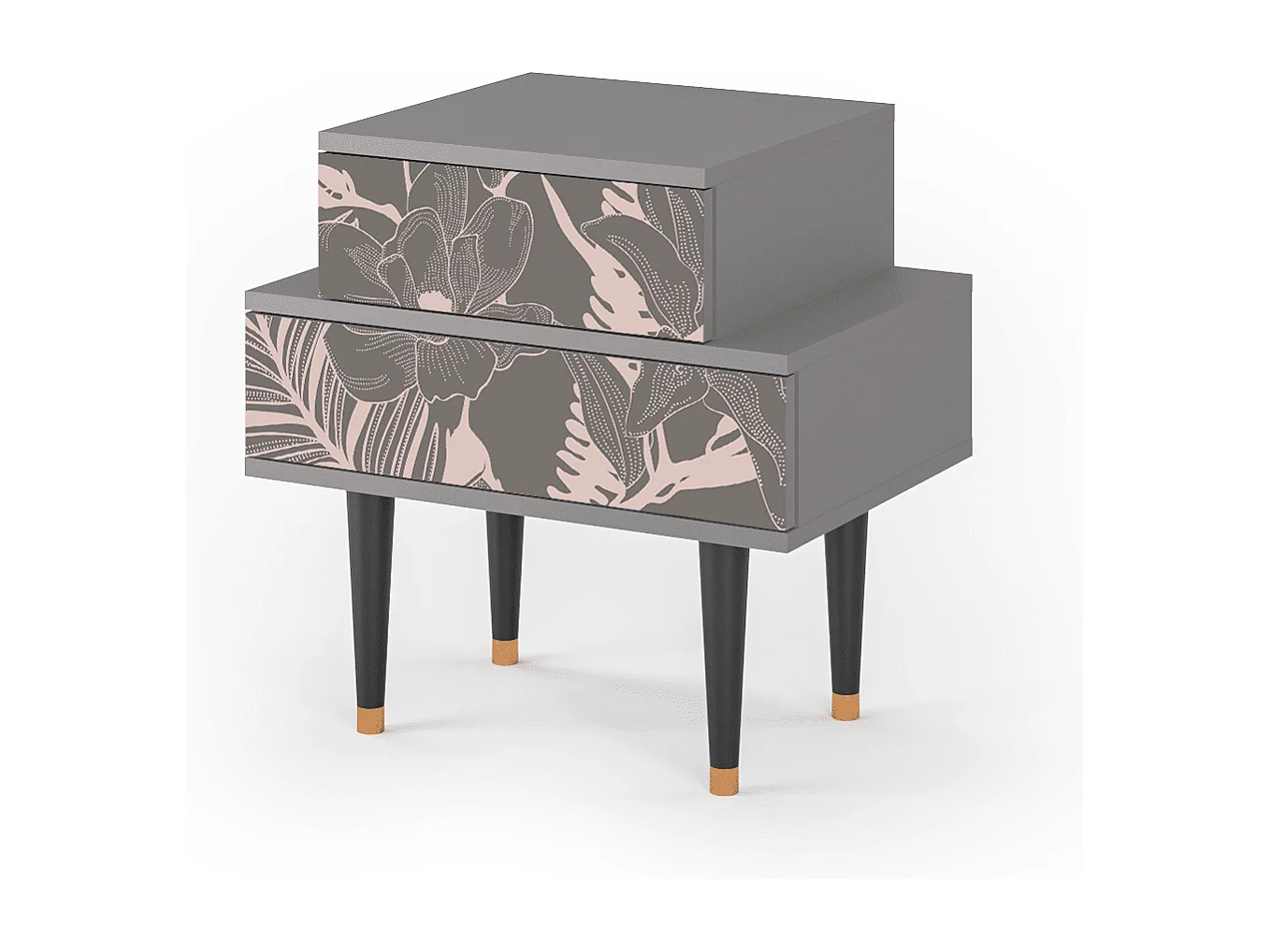 Table de nuit - 58х58х41 cm - NS1 - Issabelline Flower, Gris