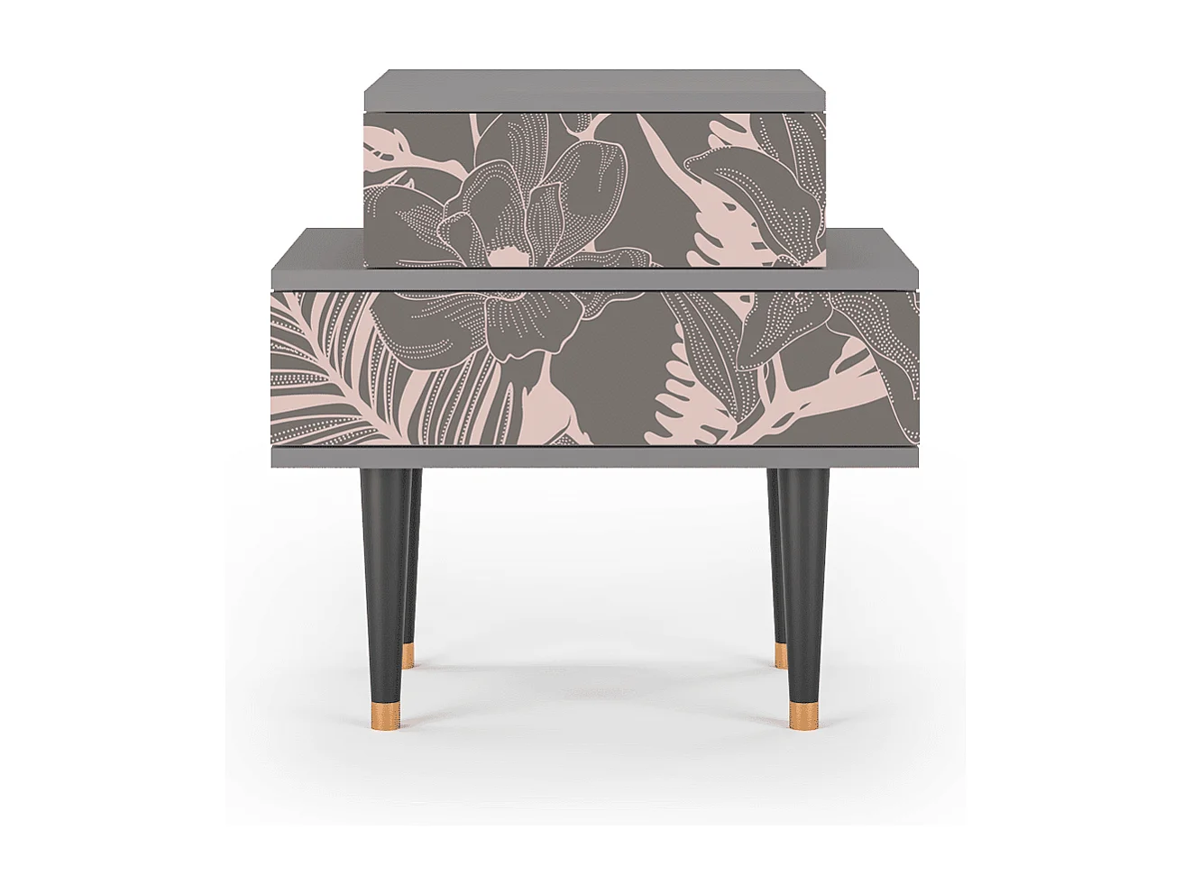 Comodino - 58х58х41 cm - NS1 - Issabelline Flower, Grigio