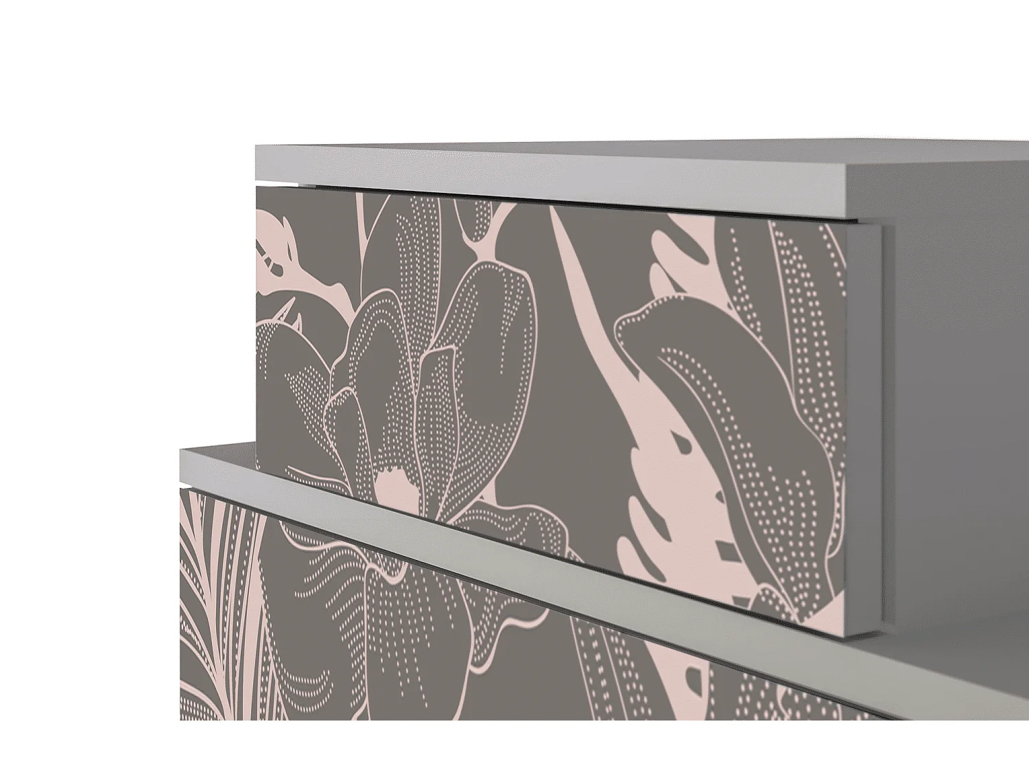 Comodino - 58х58х41 cm - NS1 - Issabelline Flower, Grigio