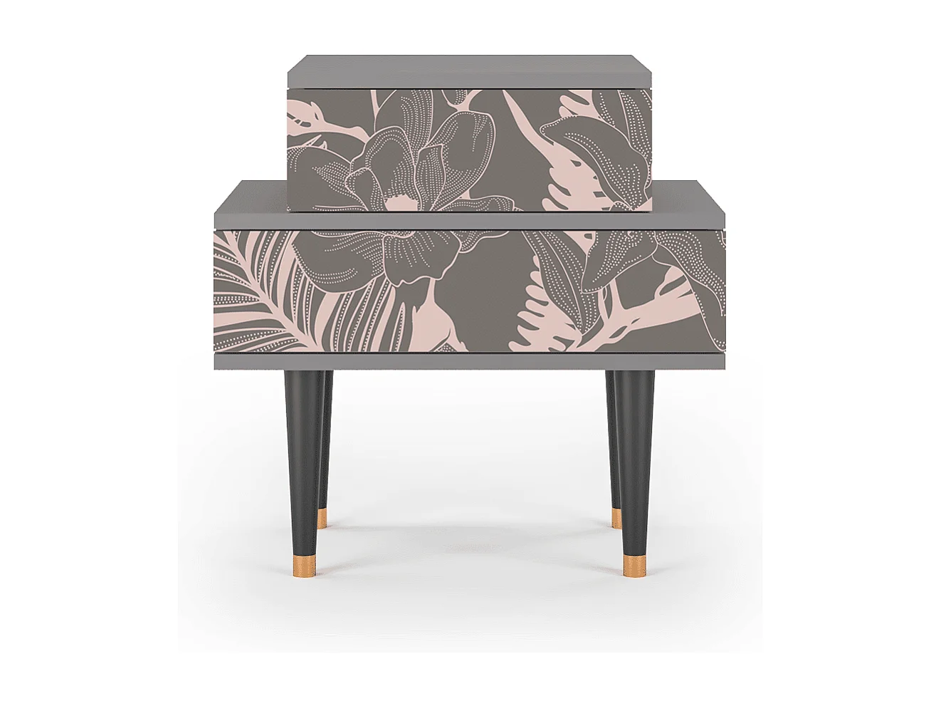 Stolik nocny - 58х58х41 cm - NS1 - Issabelline Flower, Szary