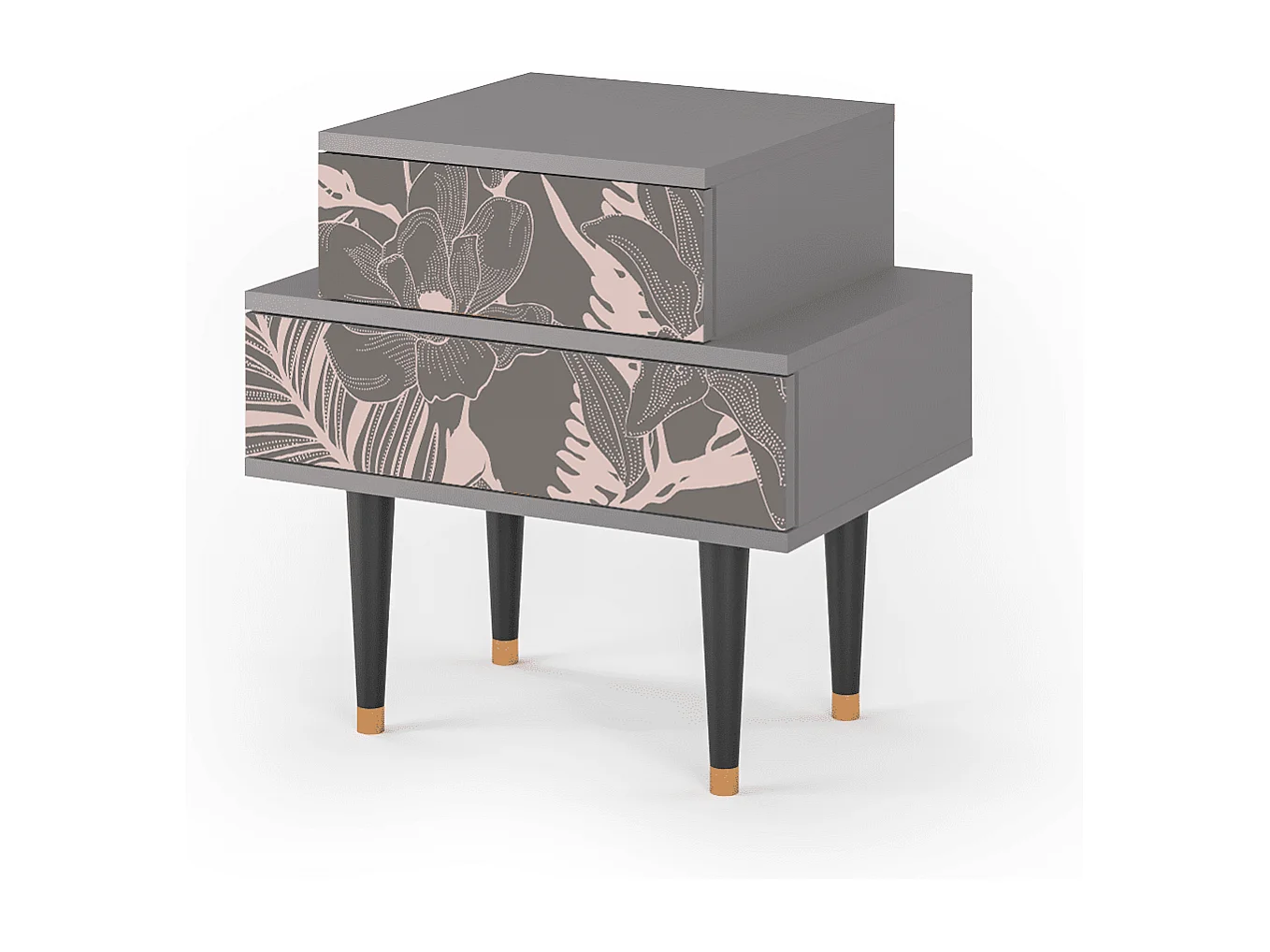 Stolik nocny - 58х58х41 cm - NS1 - Issabelline Flower, Szary