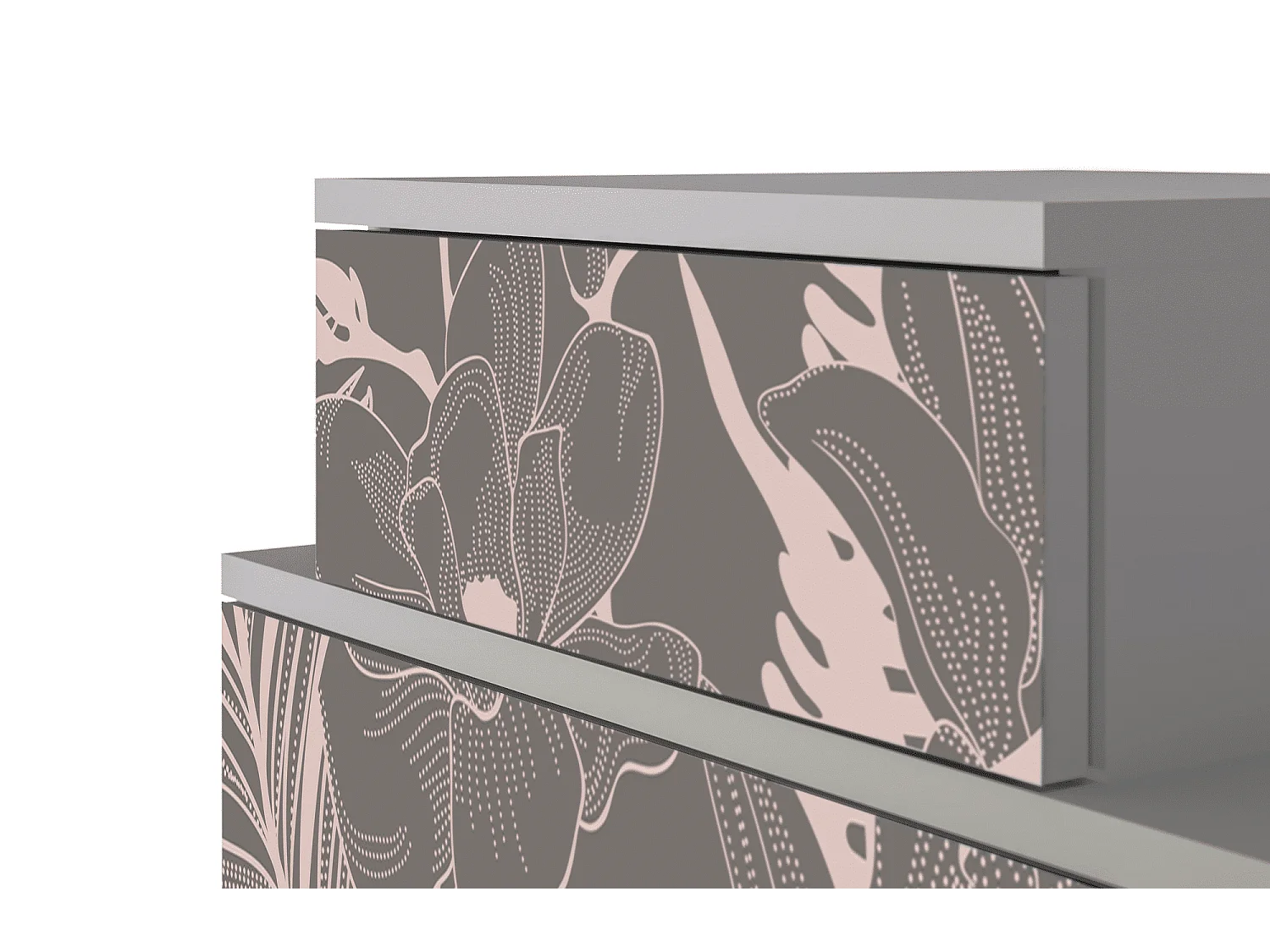 Stolik nocny - 58х58х41 cm - NS1 - Issabelline Flower, Szary