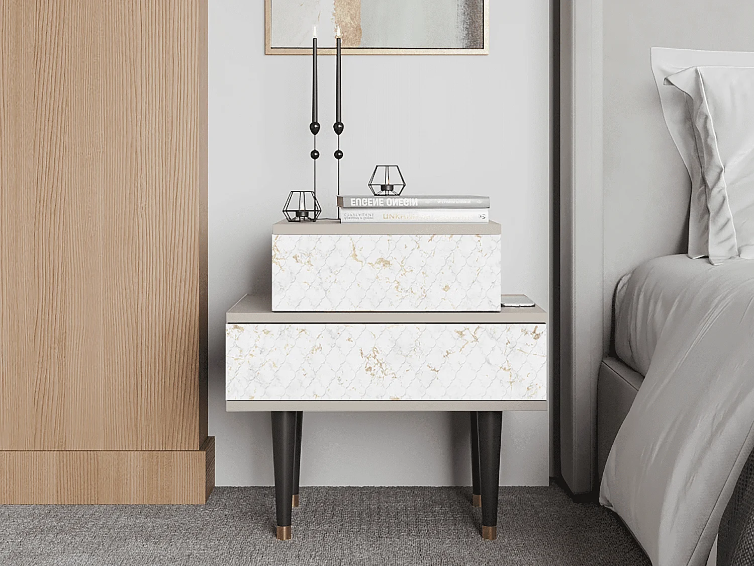 Nachtkastje - 58х58х41 cm - NS1 - Sweet Cotton, Zand