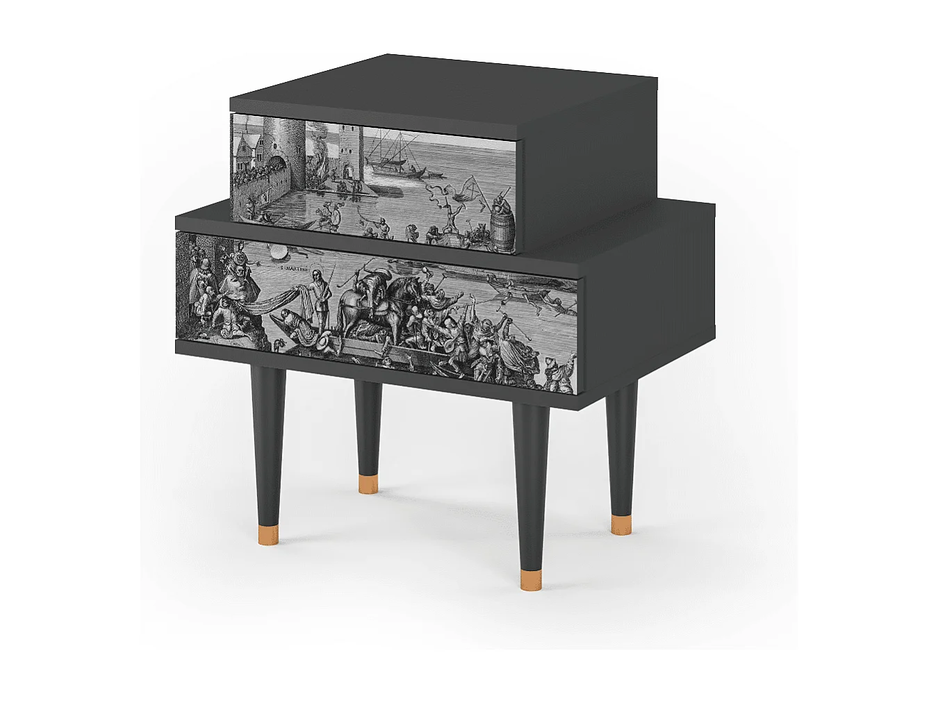 Stolik nocny - 58х58х41 cm - NS1 - Saint Martin, Antracyt