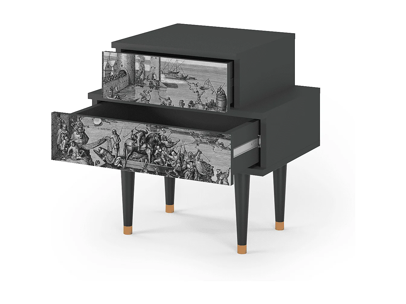 Stolik nocny - 58х58х41 cm - NS1 - Saint Martin, Antracyt