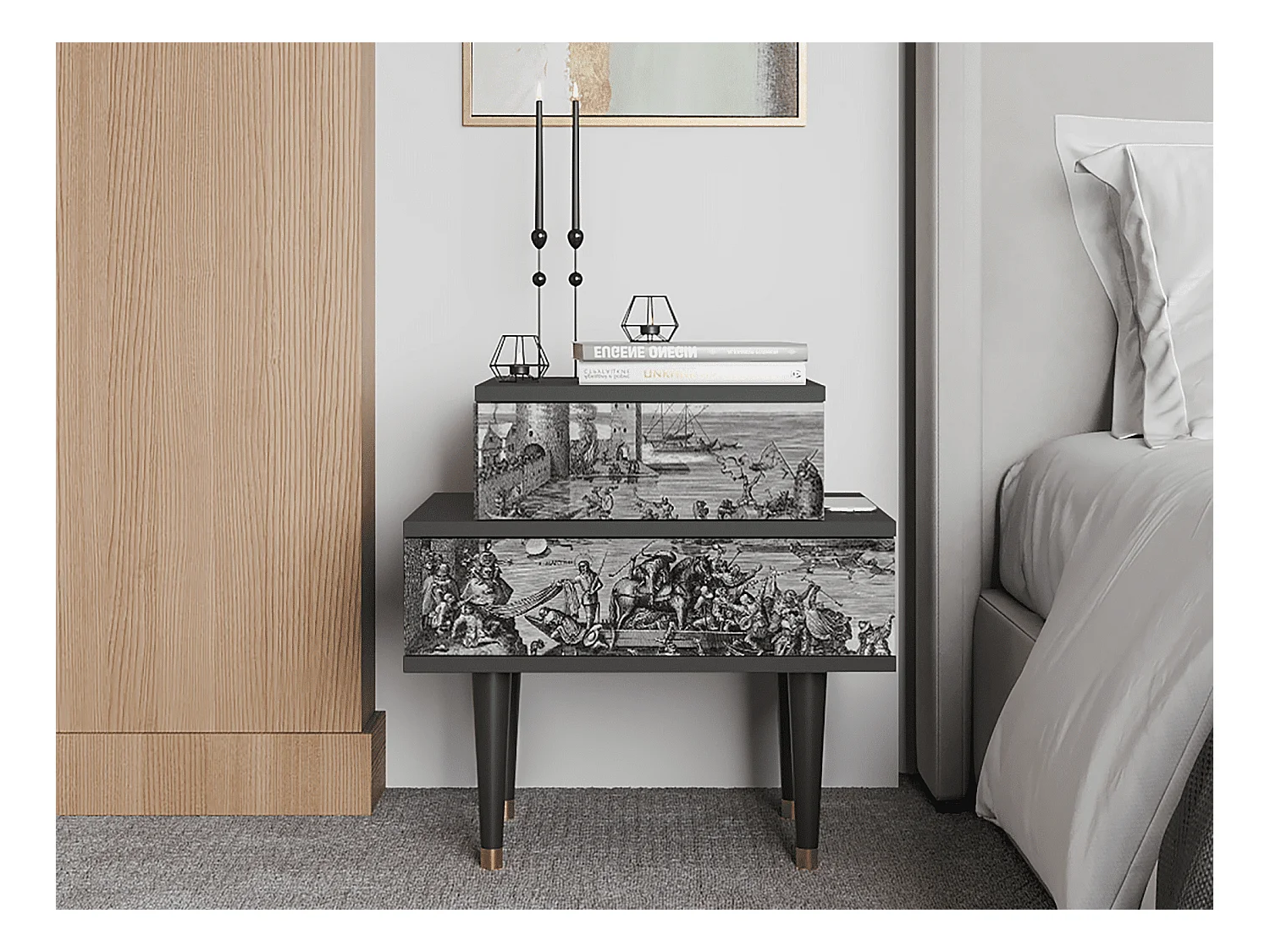 Table de nuit - 58х58х41 cm - NS1 - Saint Martin, Anthracite