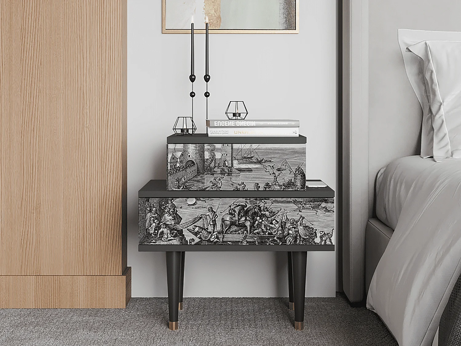 Stolik nocny - 58х58х41 cm - NS1 - Saint Martin, Antracyt